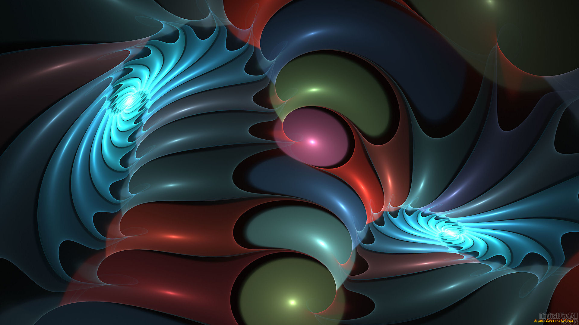 3д, графика, fractal, фракталы, фон, цвета, узор