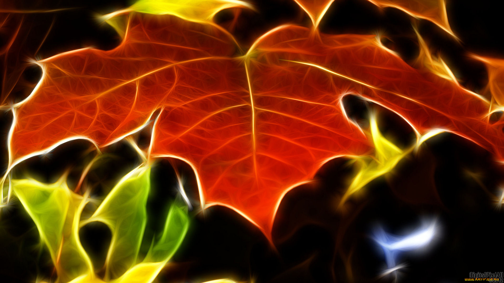 3д, графика, nature, landscape, природа, фон, листья