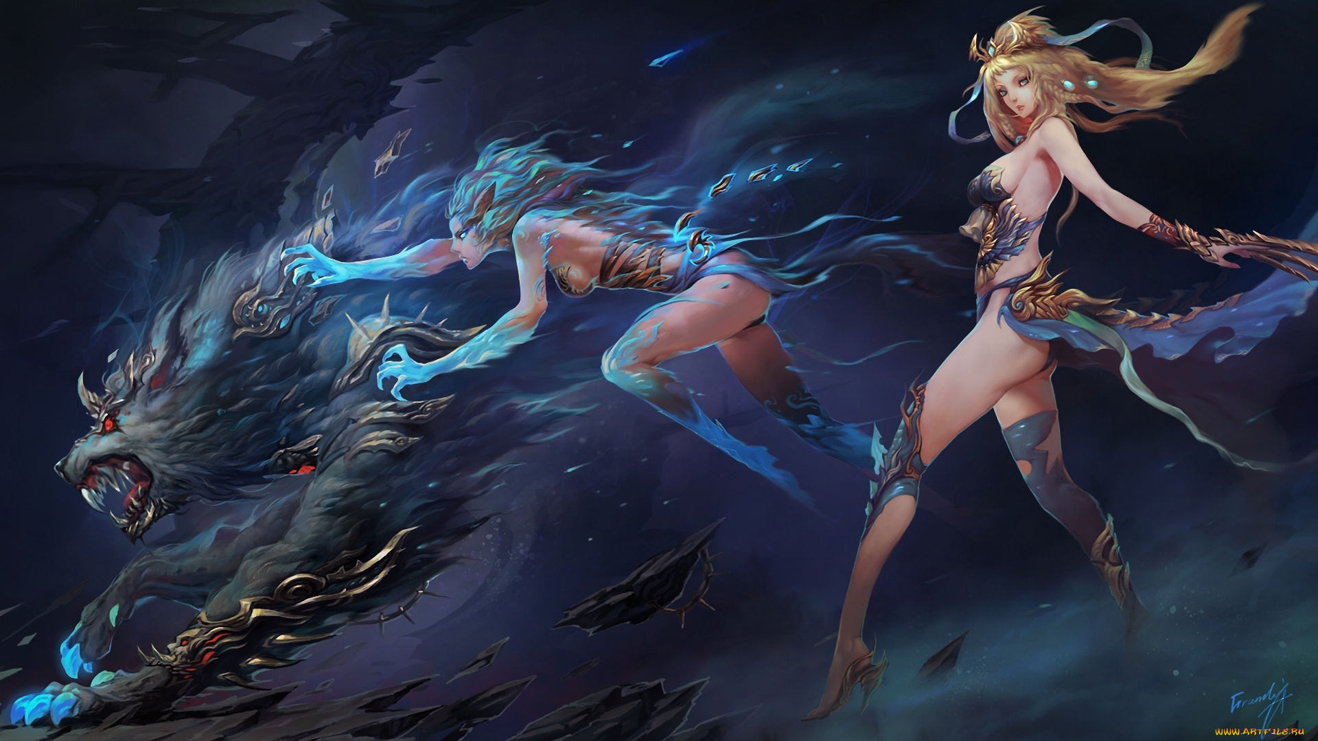 фэнтези, эльфы, когти, волк, осколки, шипы