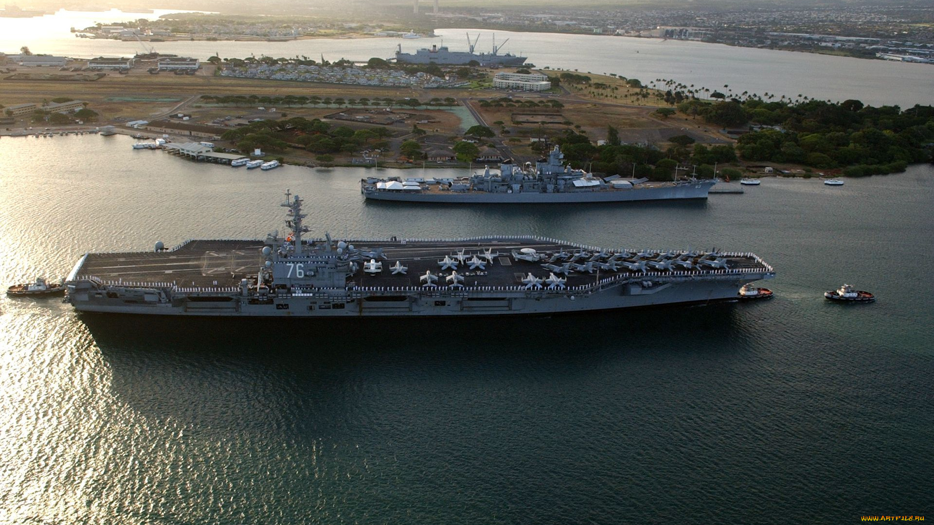 корабли, порты, причалы, uss, missouri, ronald, reagan, буксиры, pearl, harbor