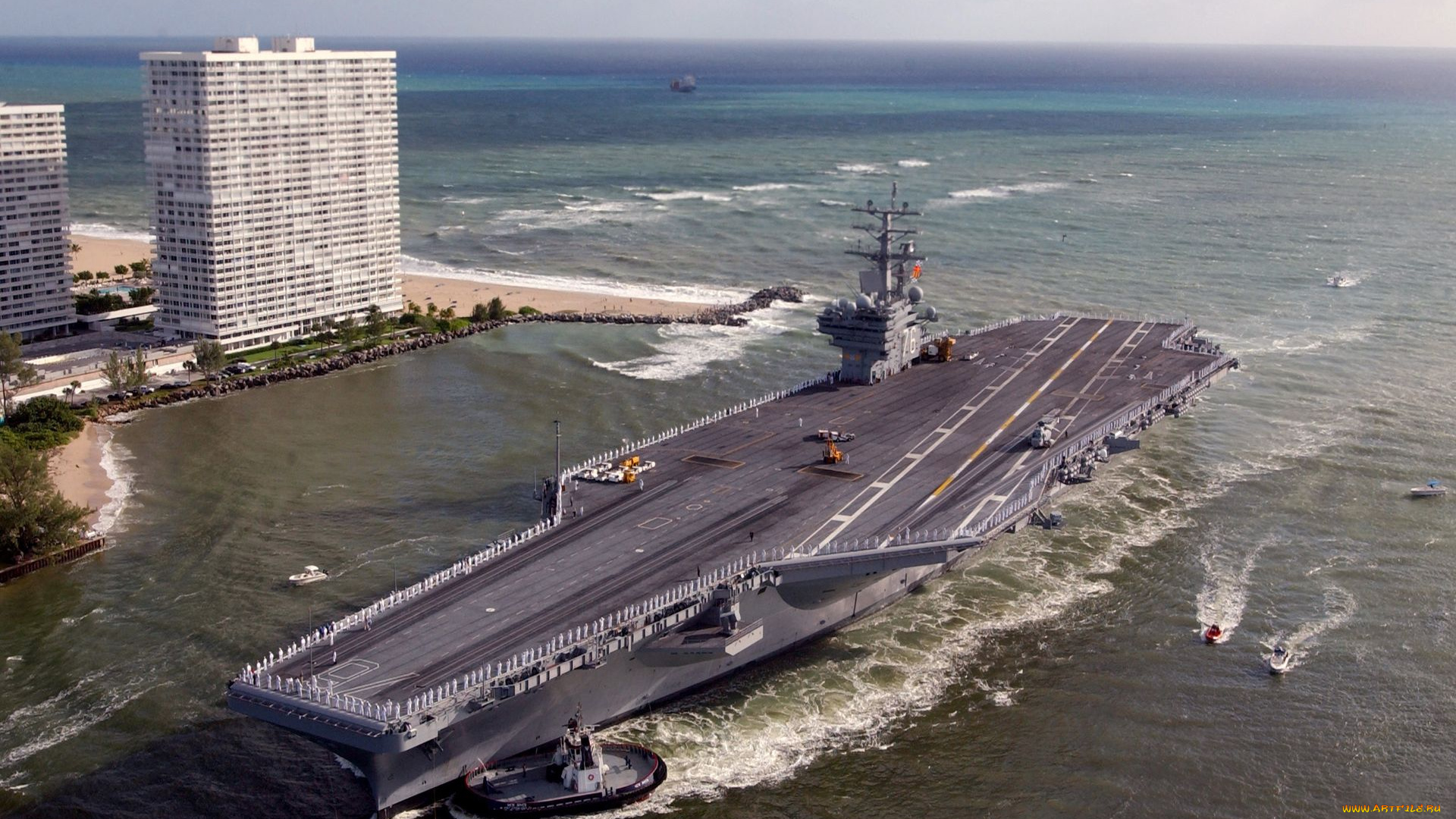 uss, ronald, reagan, корабли, авианосцы, вертолётоносцы, буксир
