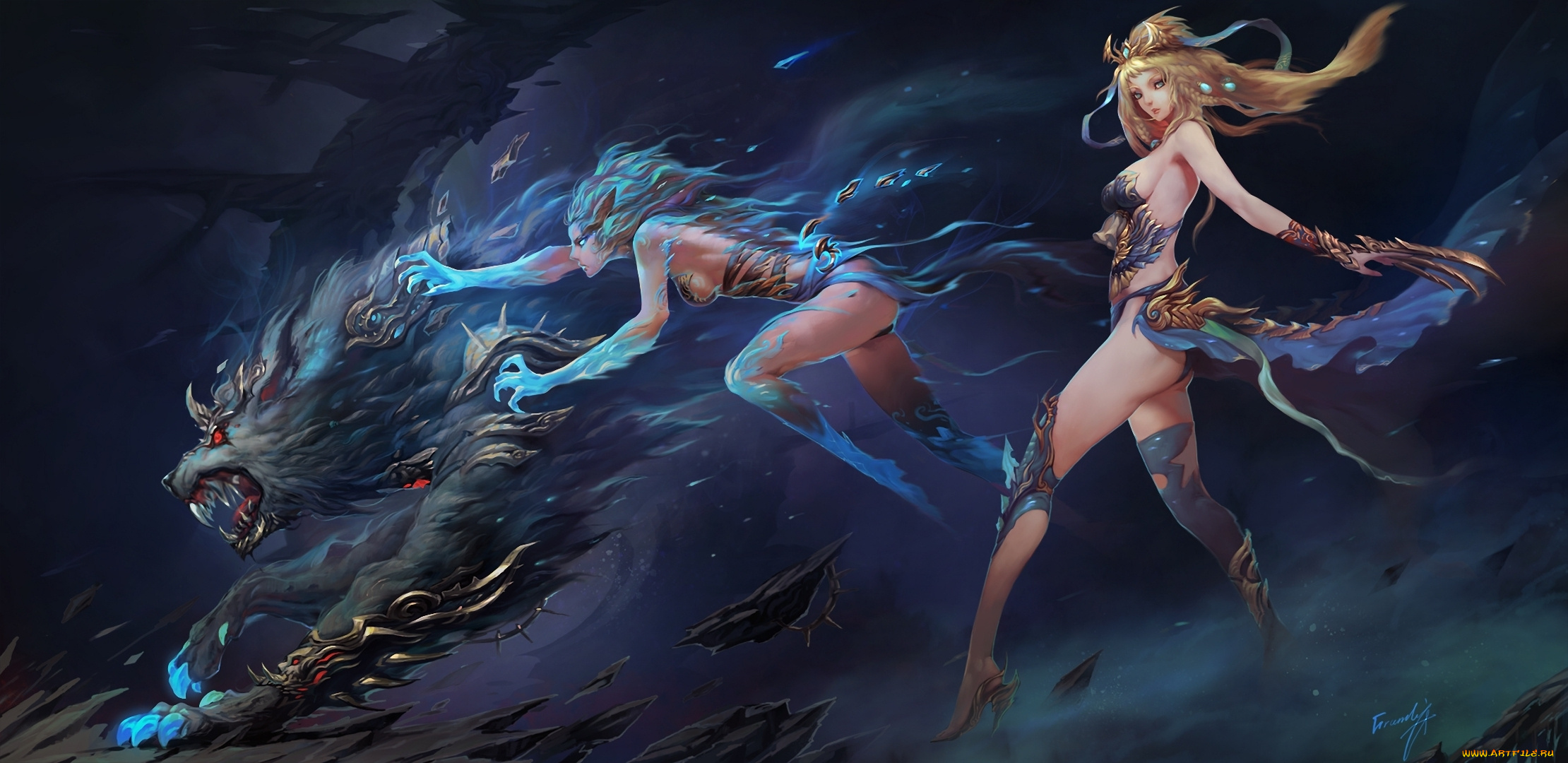 фэнтези, эльфы, когти, волк, осколки, шипы