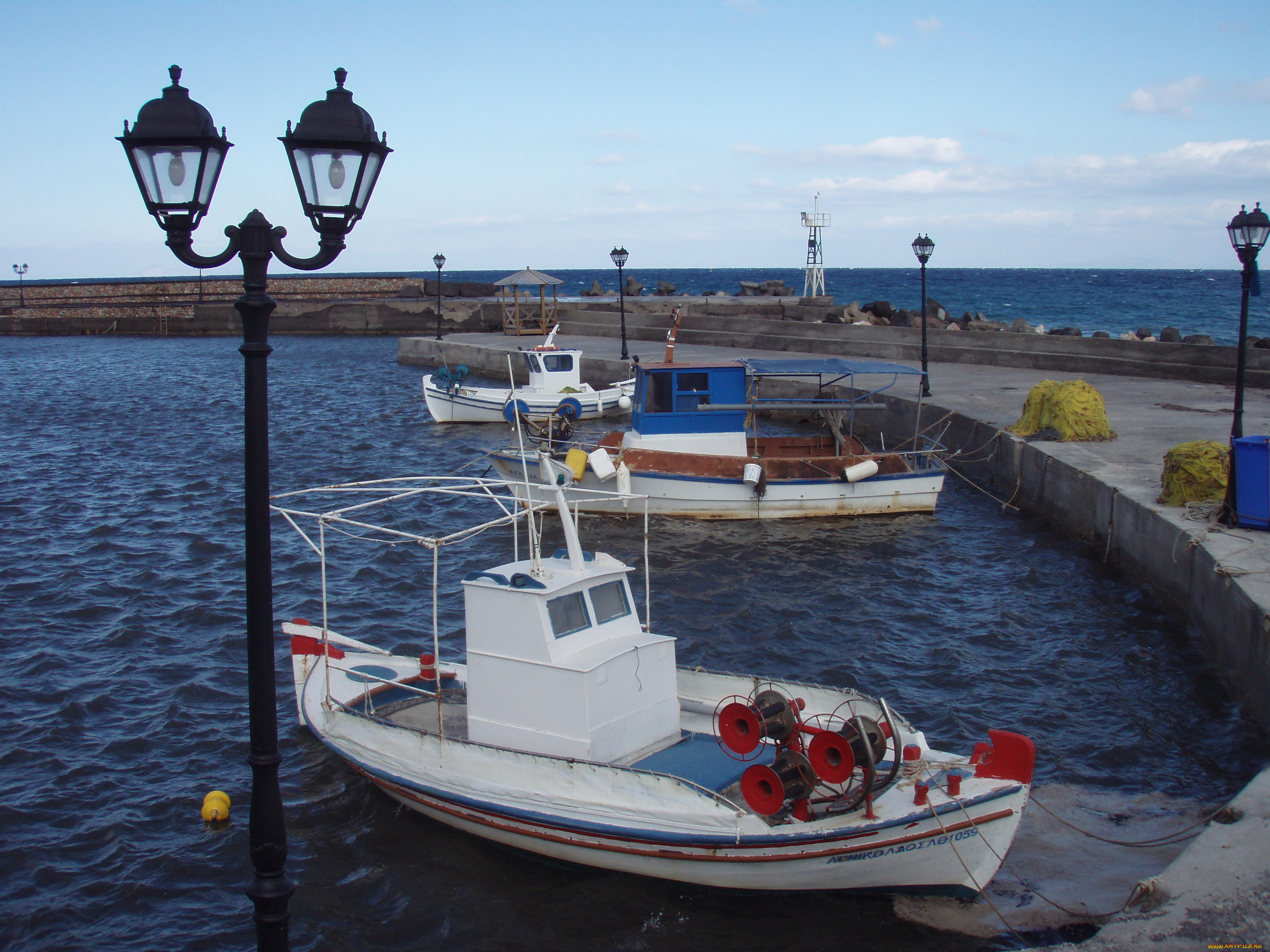 корабли, порты, причалы, фонари, мол