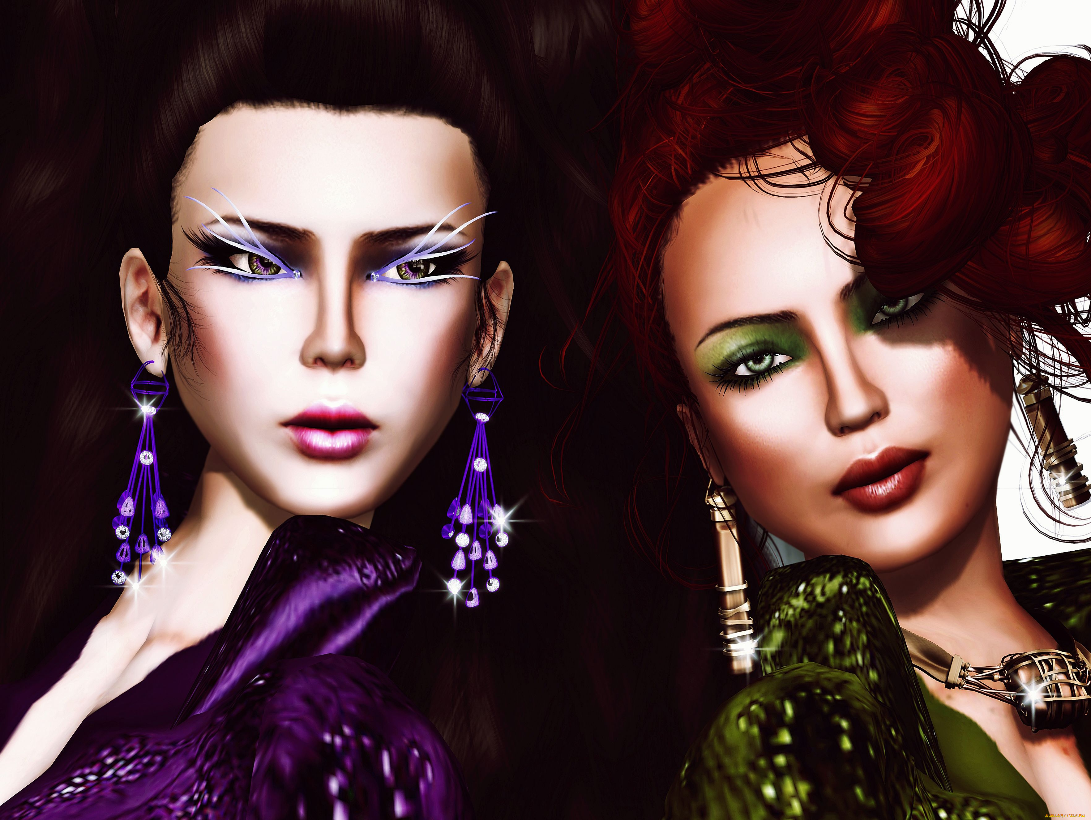 3д, графика, people, люди, серьги