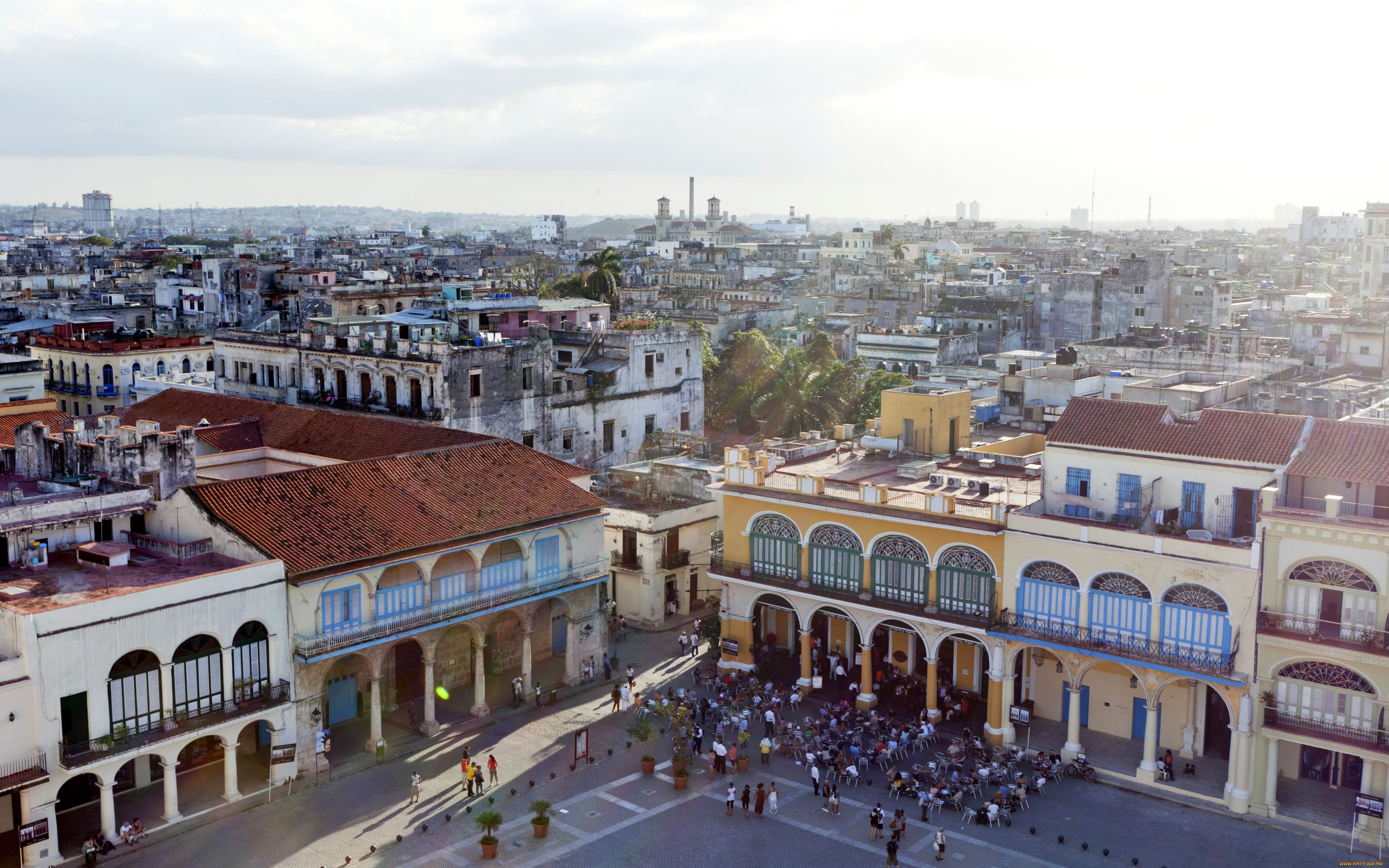 города, гавана, куба, здания, площадь, люди