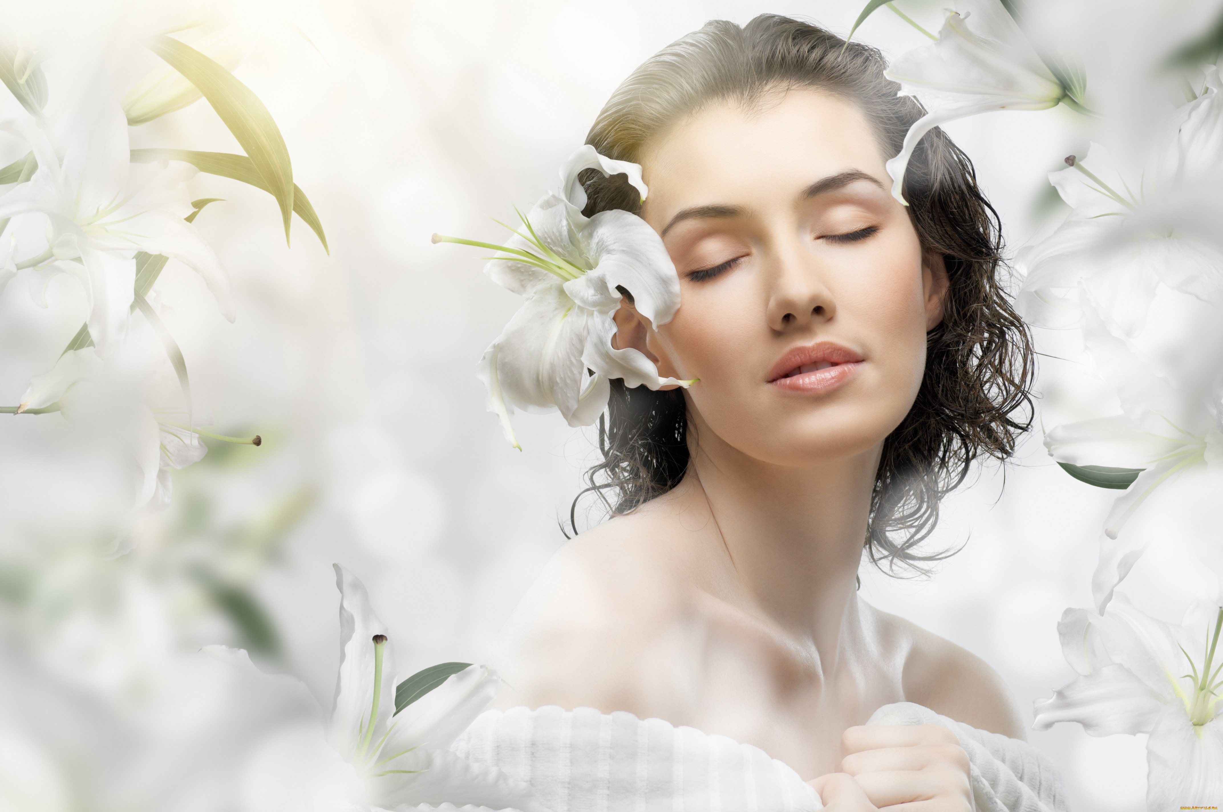 -Unsort, Лица, Портреты, девушки, unsort, лица, портреты, pretty, flower, girl, цветы, лилии