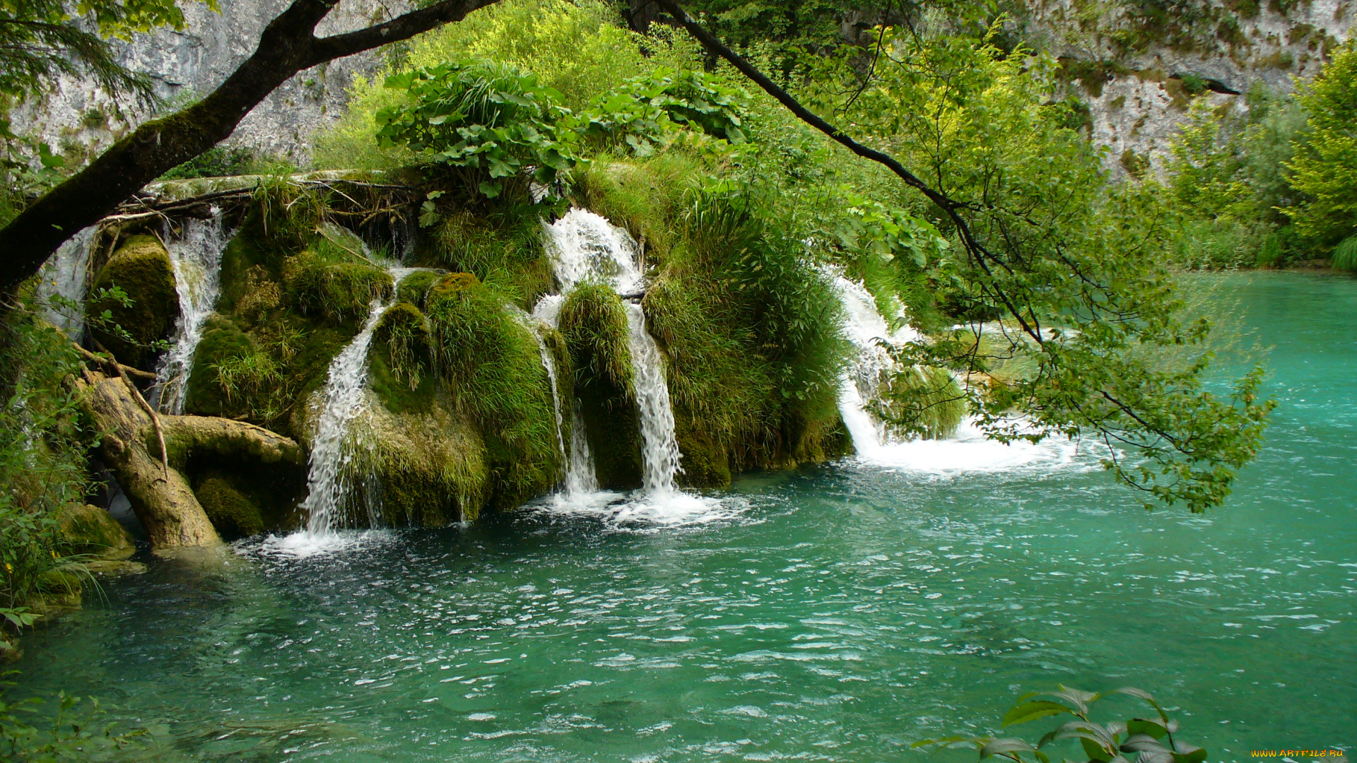 природа, водопады, водопад, скалы, деревья