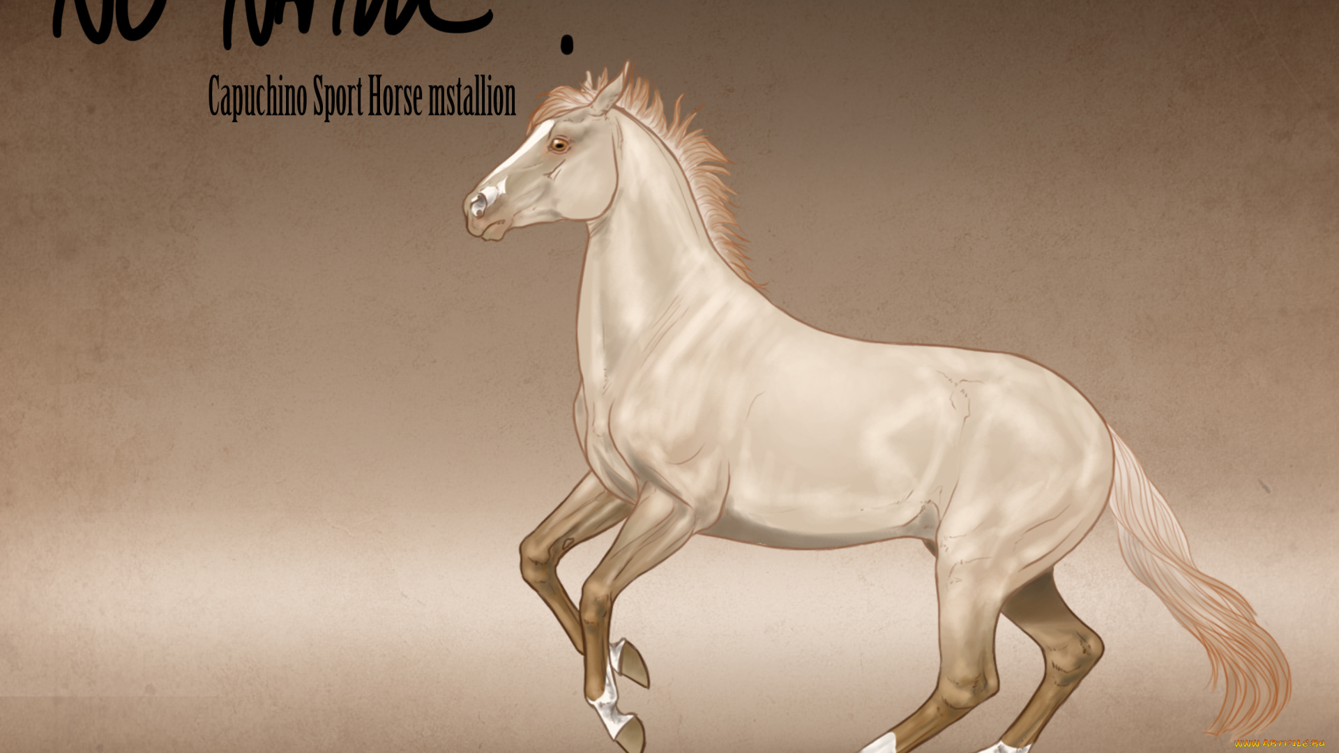 рисованные, животные, лошади, лошадь