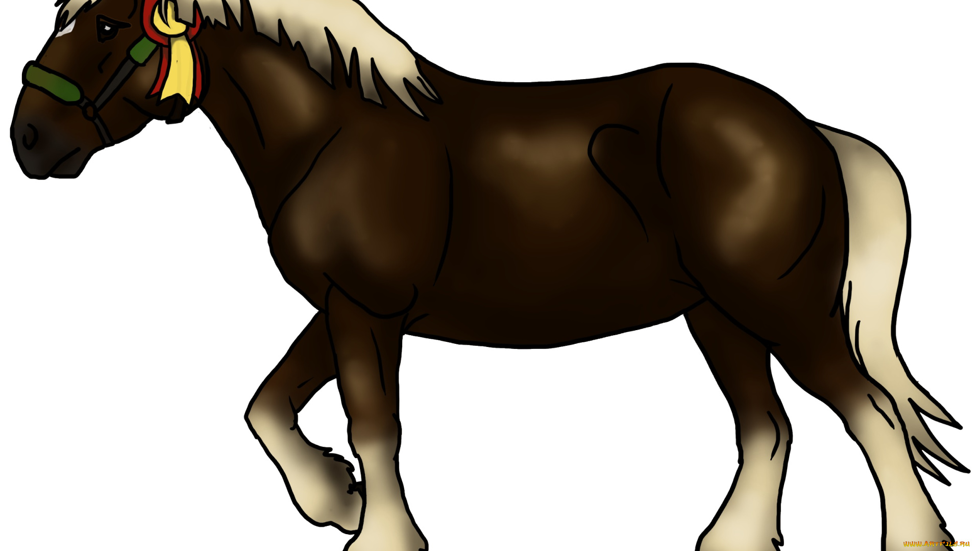 рисованные, животные, лошади, лошадь