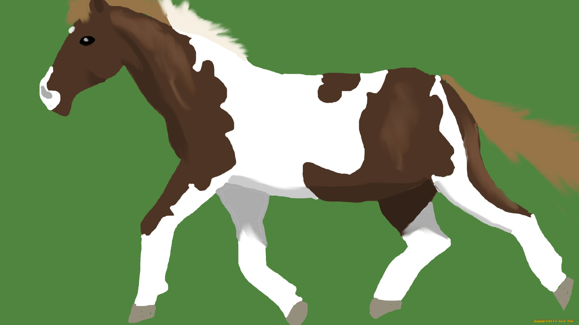 рисованные, животные, лошади, лошадь