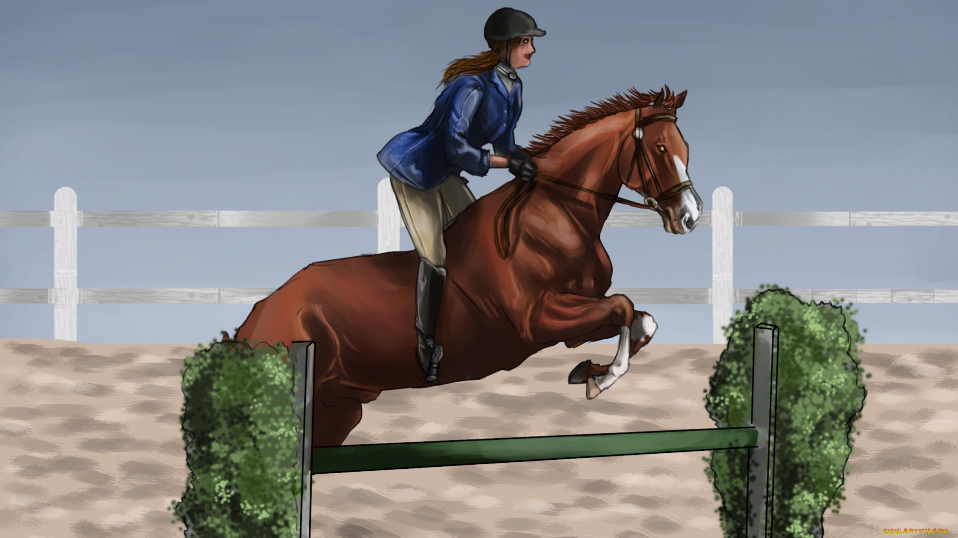 рисованные, животные, лошади, лошадь