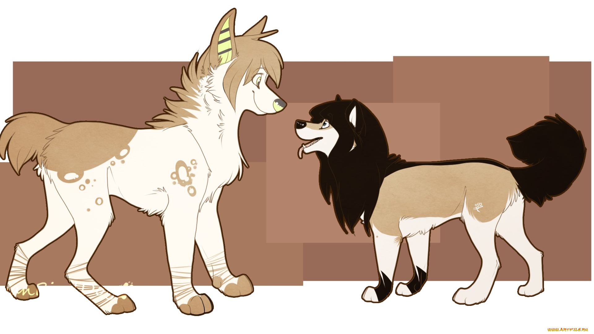 рисованные, животные, собаки