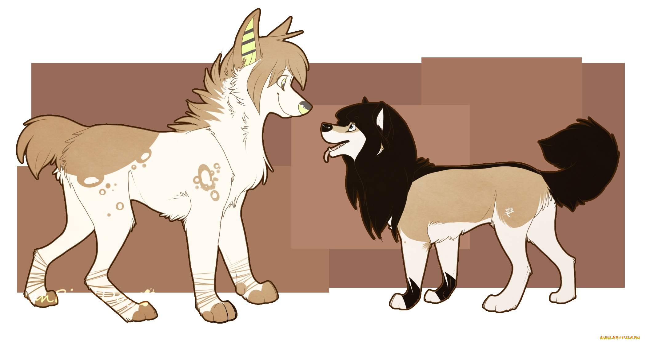 рисованные, животные, собаки