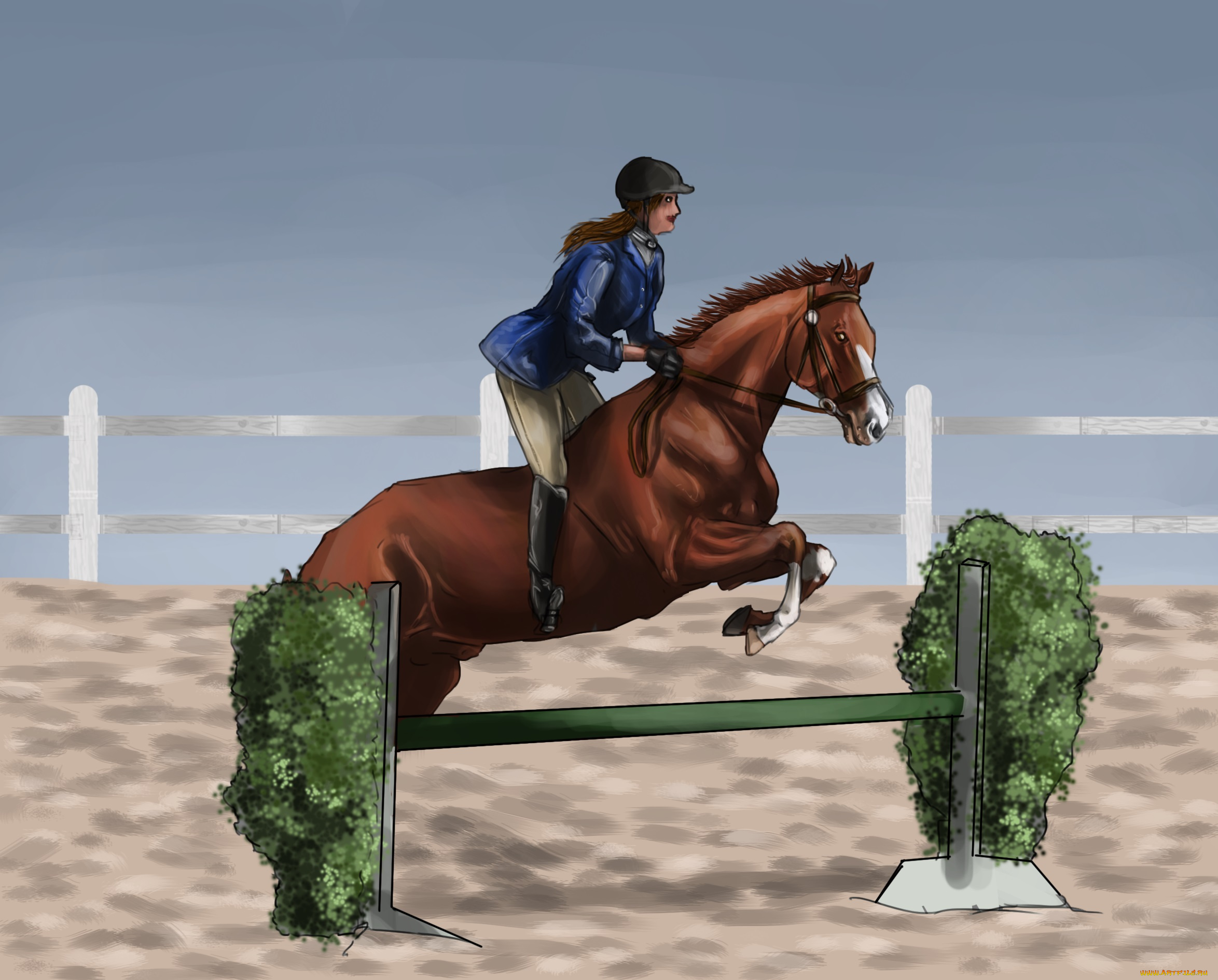 рисованные, животные, лошади, лошадь