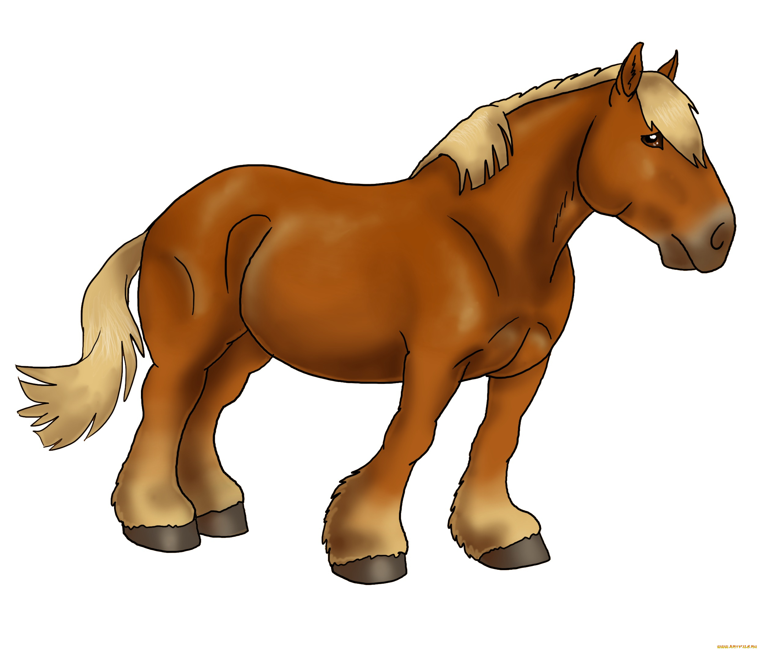 рисованные, животные, лошади, лошадь