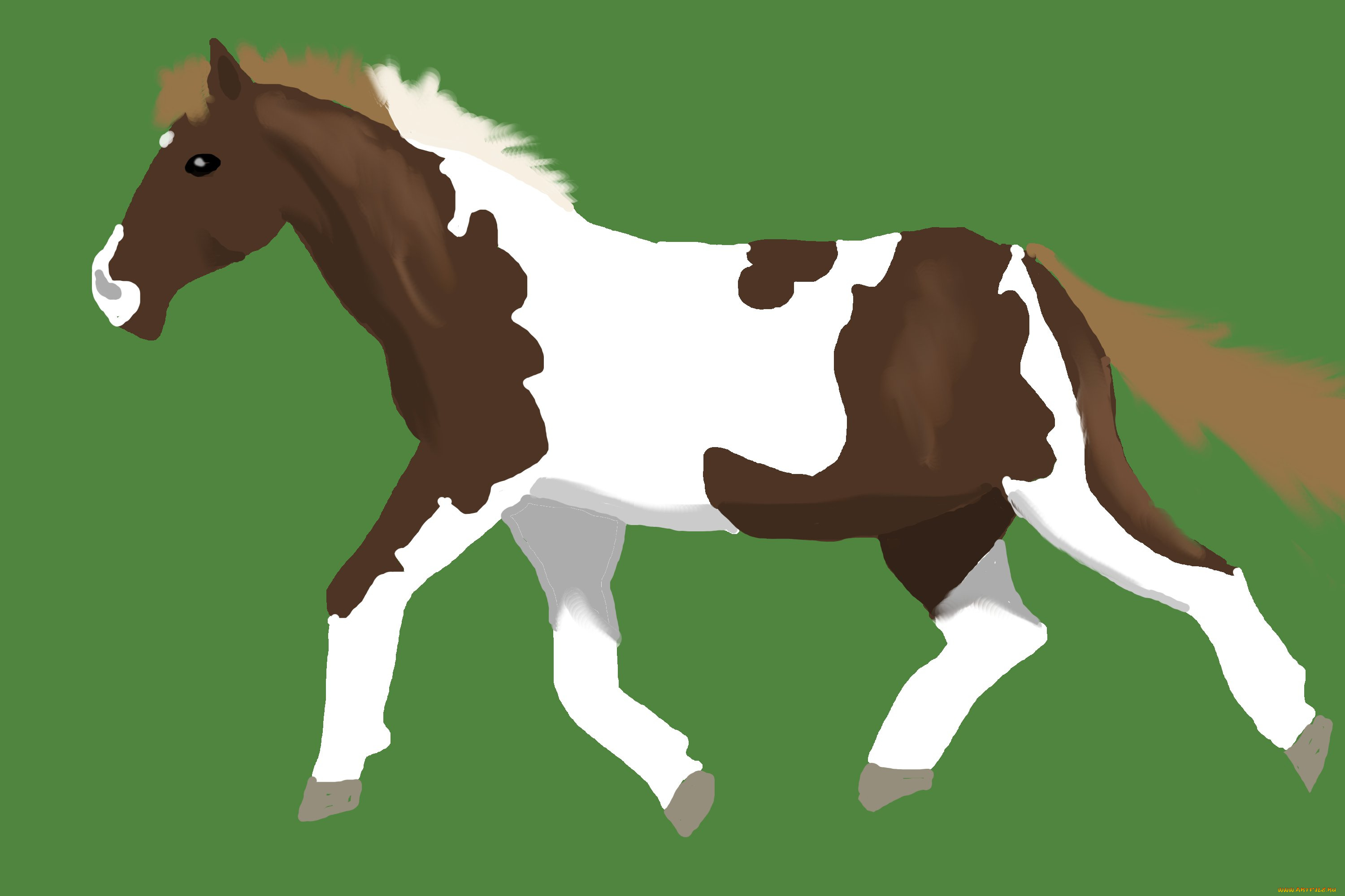 рисованные, животные, лошади, лошадь