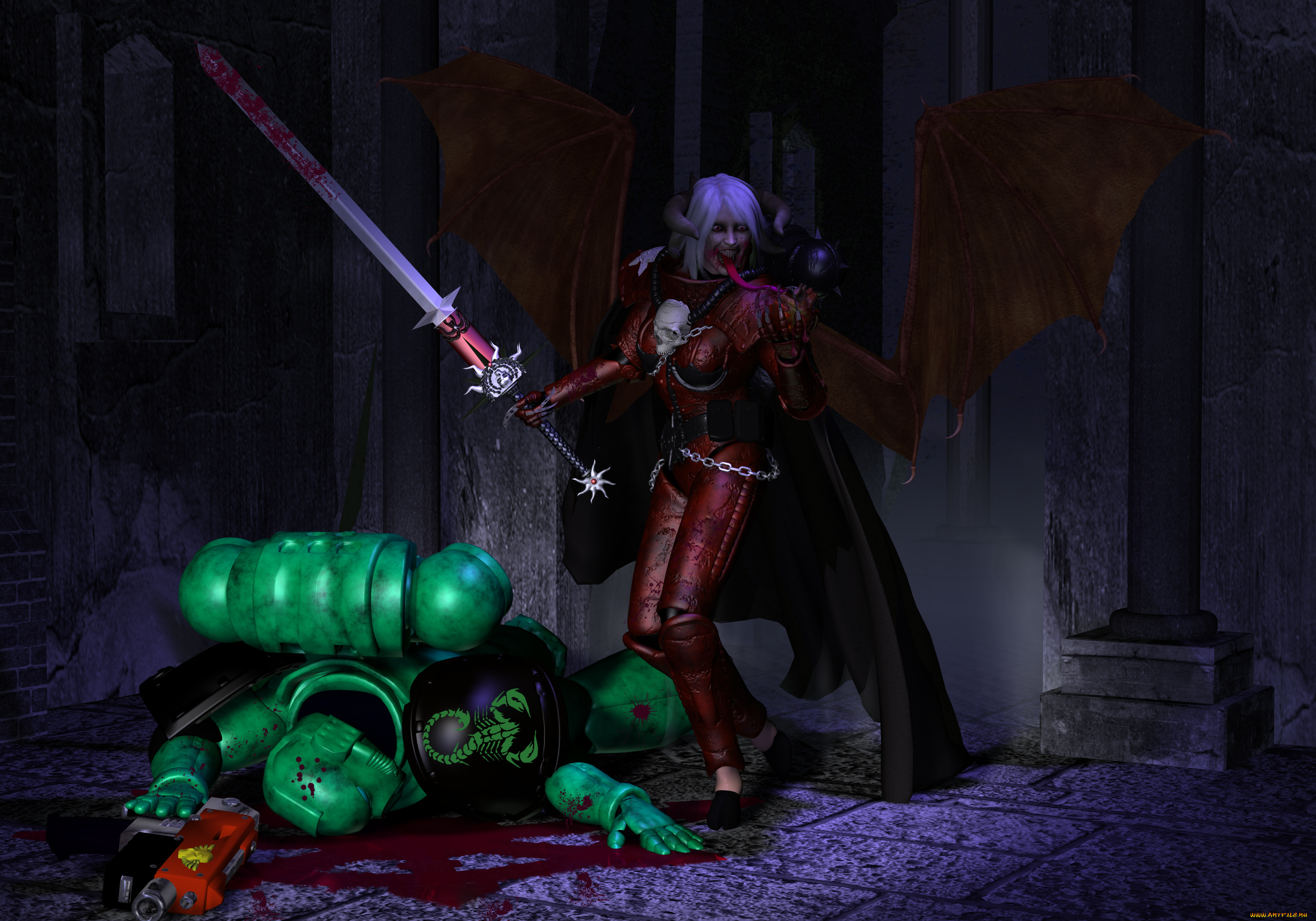 3д, графика, elves, эльфы, эльфийка, меч