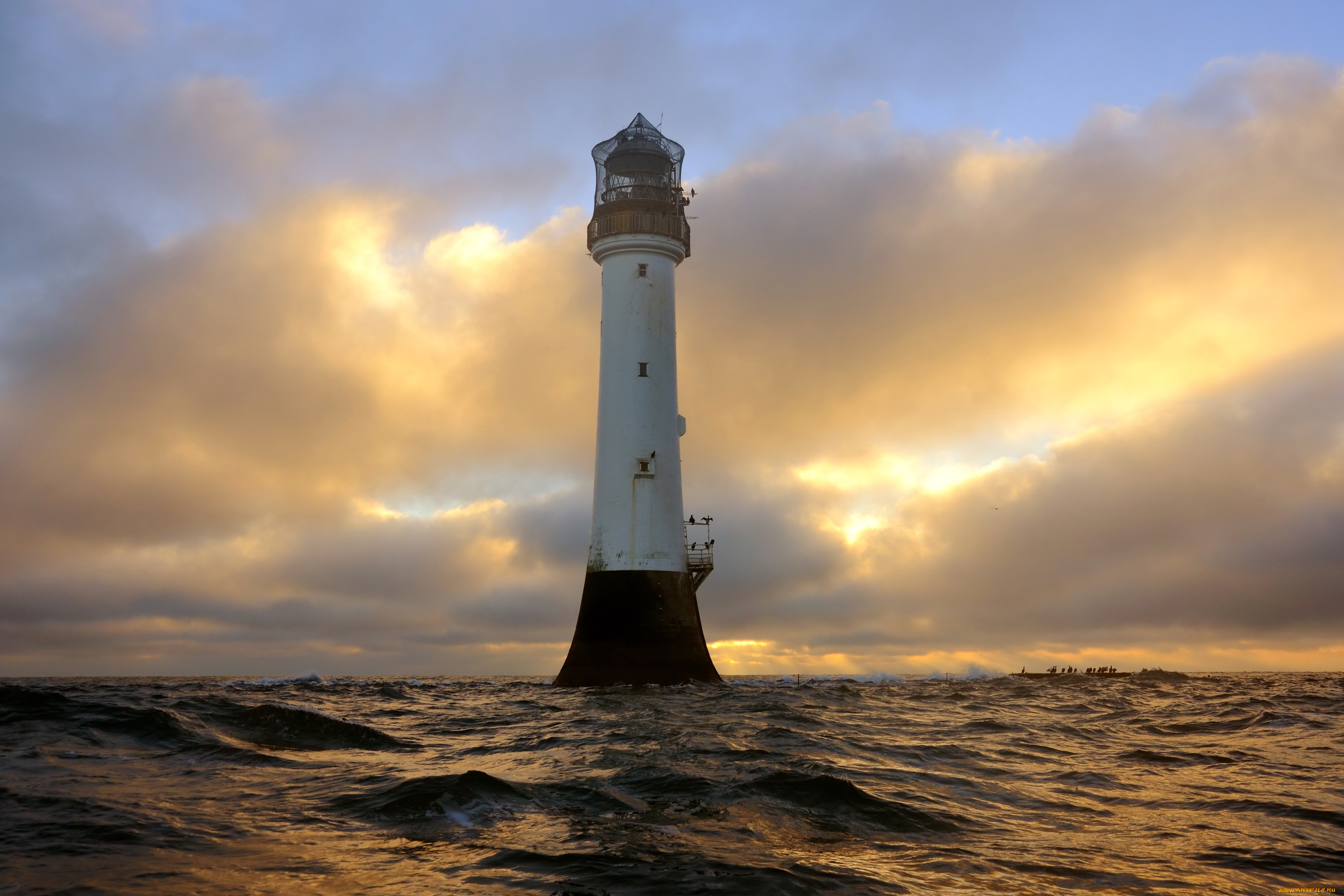 bell, rock, lighthouse, angus, scotland, природа, маяки, море, маяк