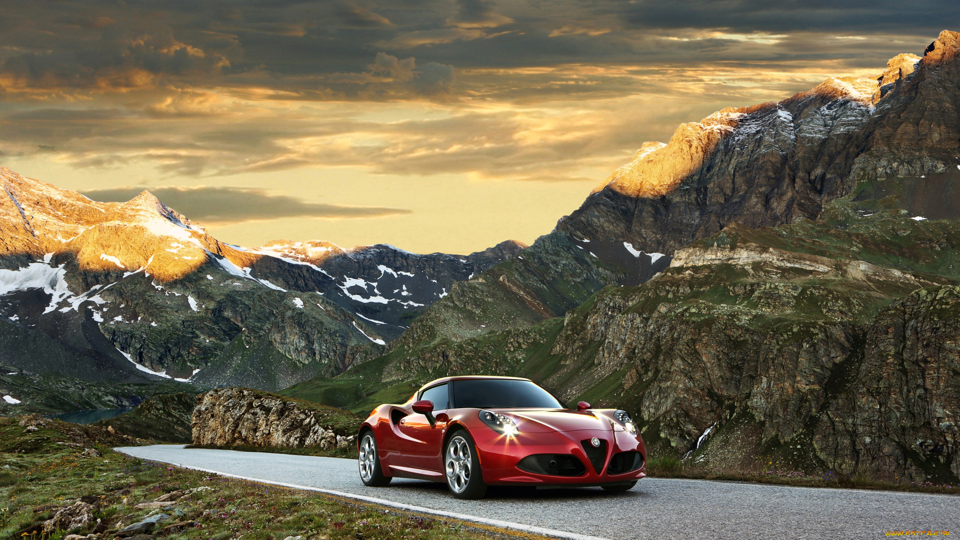2014, alfa, romeo, 4c, автомобили, alfa, romeo, пейзаж, горы, дорога, красный, alfa, romeo