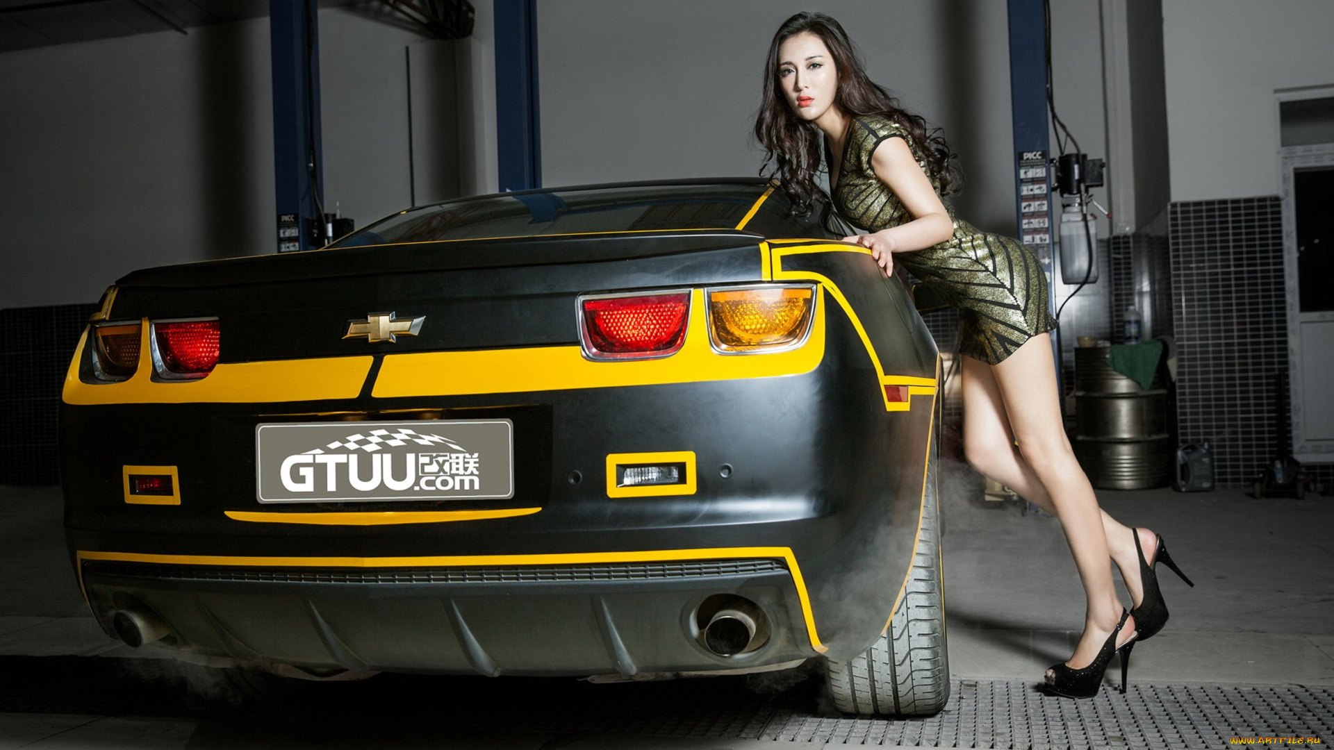 автомобили, авто, с, девушками, азиатка, девушка, автомобиль