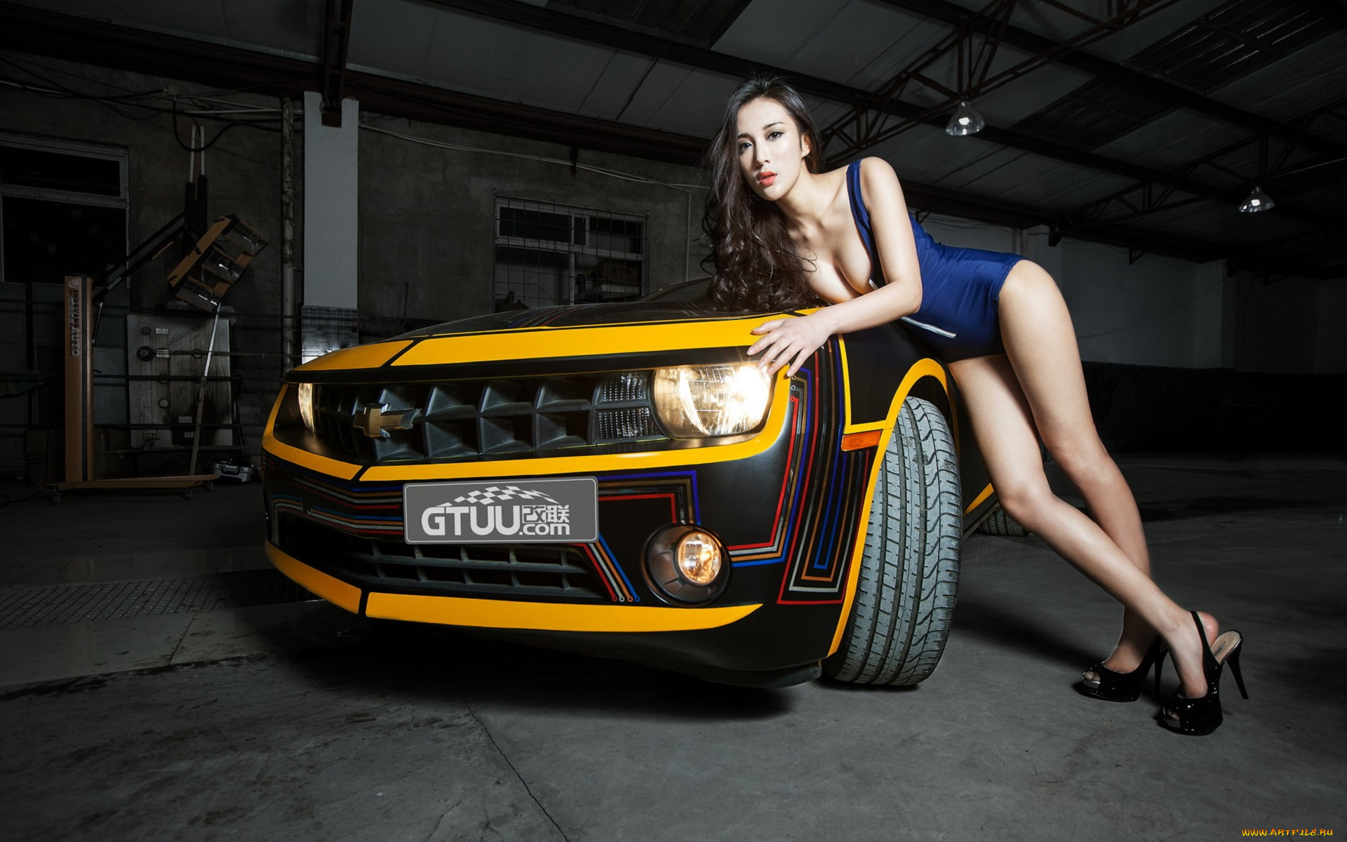 автомобили, авто, с, девушками, азиатка, девушка, автомобиль