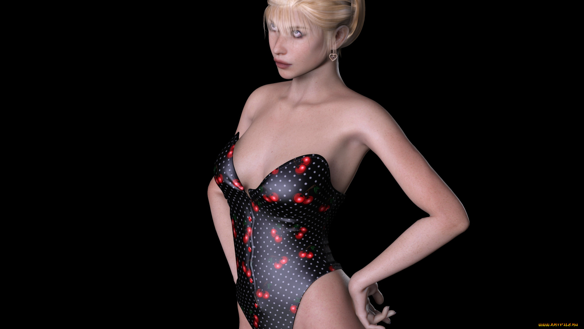 3д, графика, люди, , people, блондинка, фон, взгляд, девушка