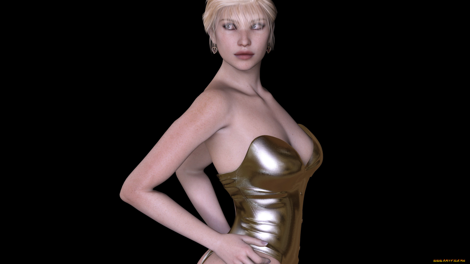 3д, графика, люди, , people, девушка, взгляд, фон, блондинка