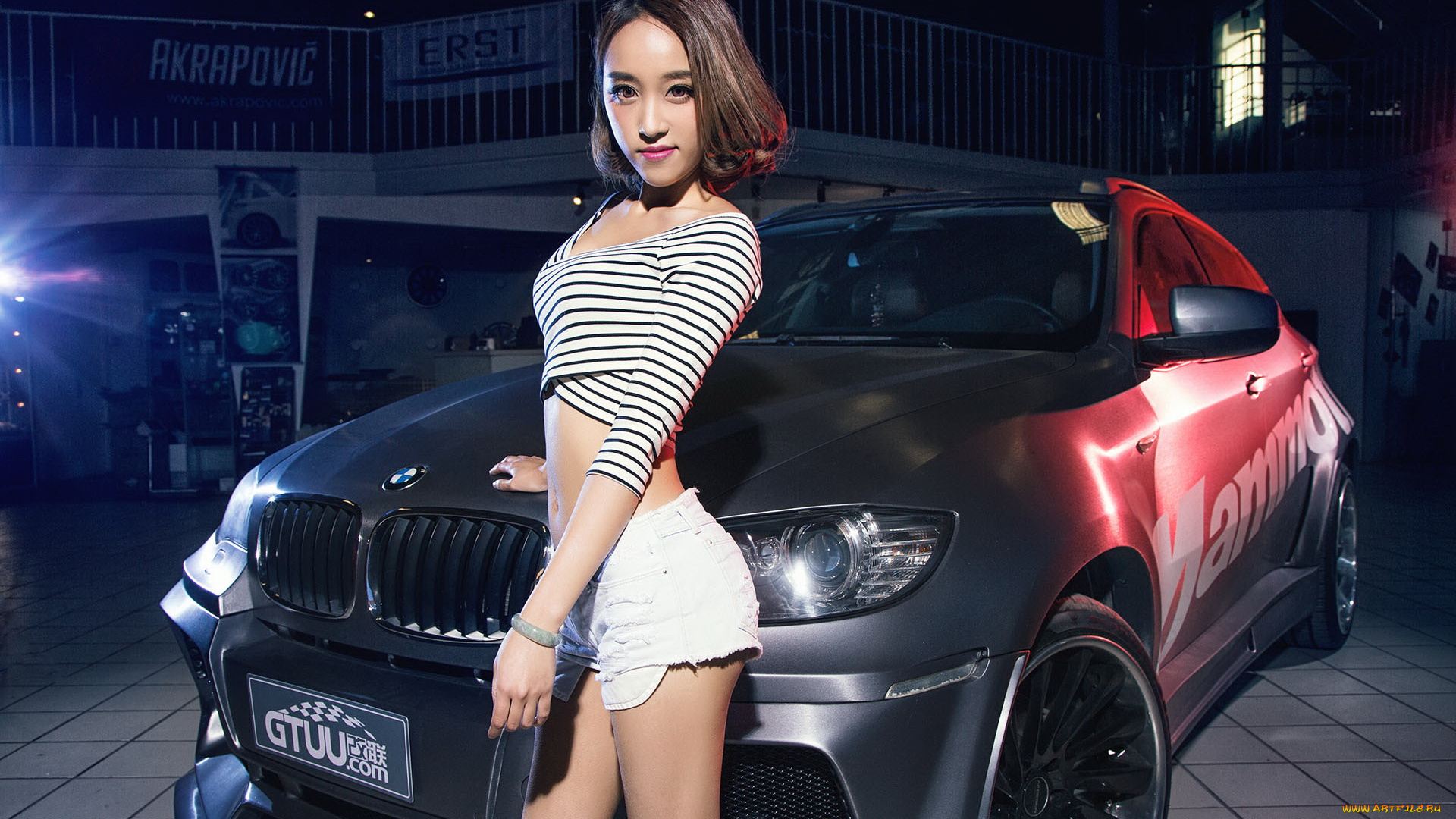 автомобили, -авто, с, девушками, азиатка, автомобиль, фон, взгляд, девушка