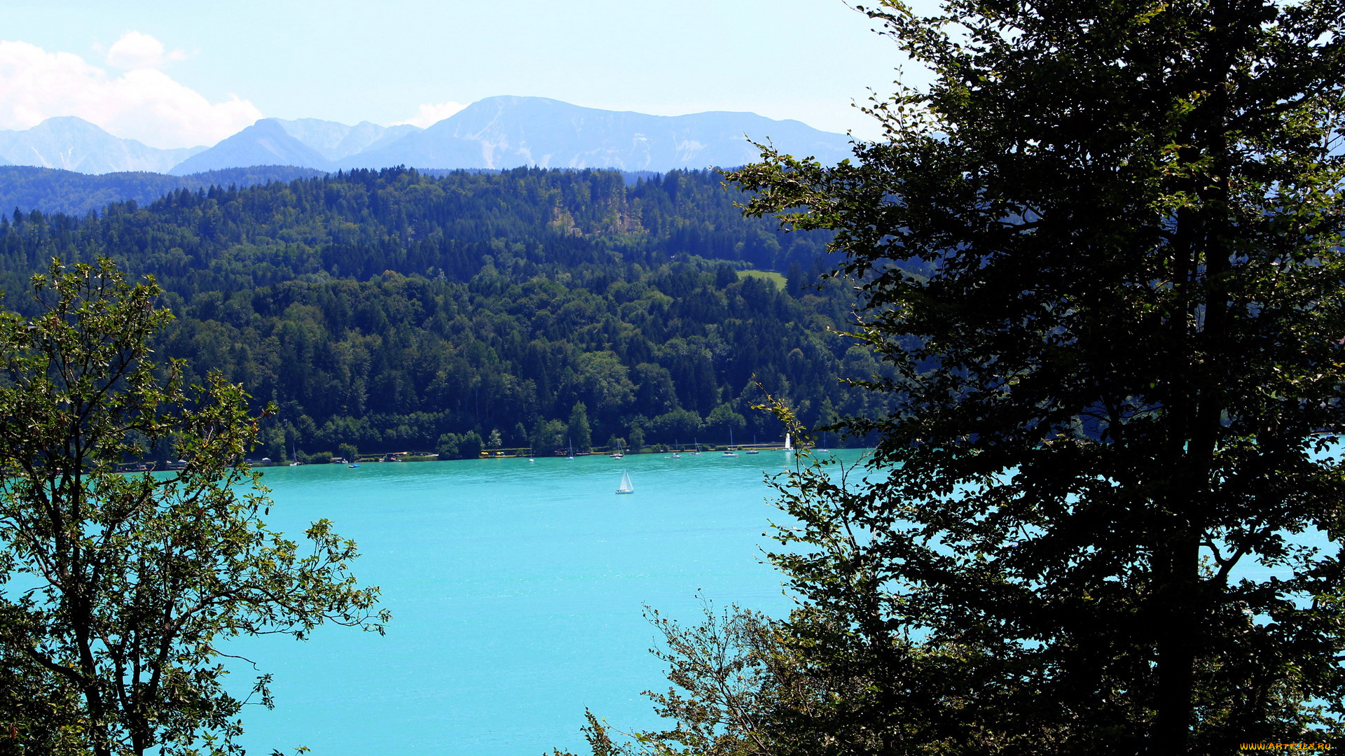 природа, реки, озера, лето, деревья, озеро, горы