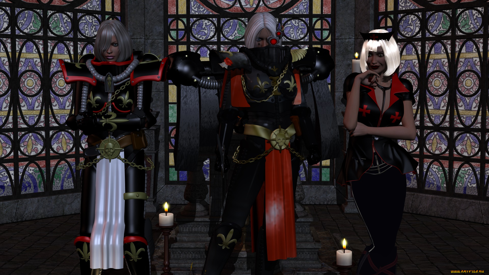 видео, игры, dark, heresy, свечи, фон, девушки, взгляд, киборг