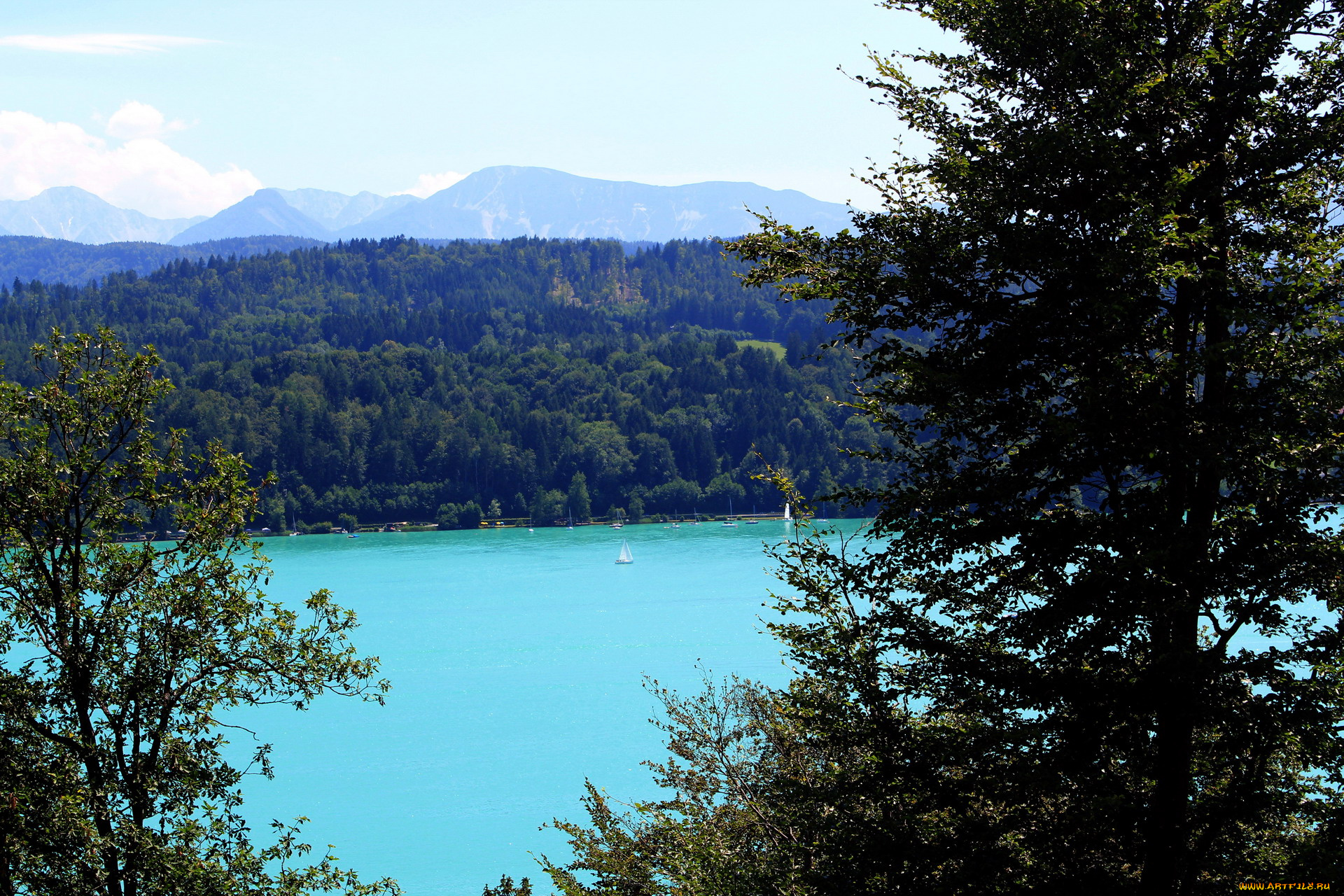 природа, реки, озера, лето, деревья, озеро, горы