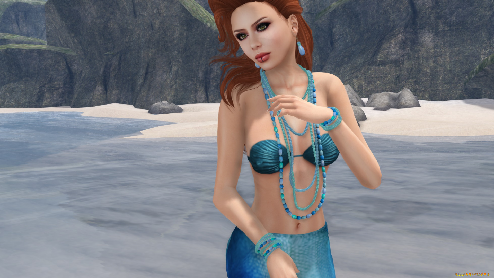 3д, графика, люди, , people, девушка, взгляд, фон, рыжая, интерьер