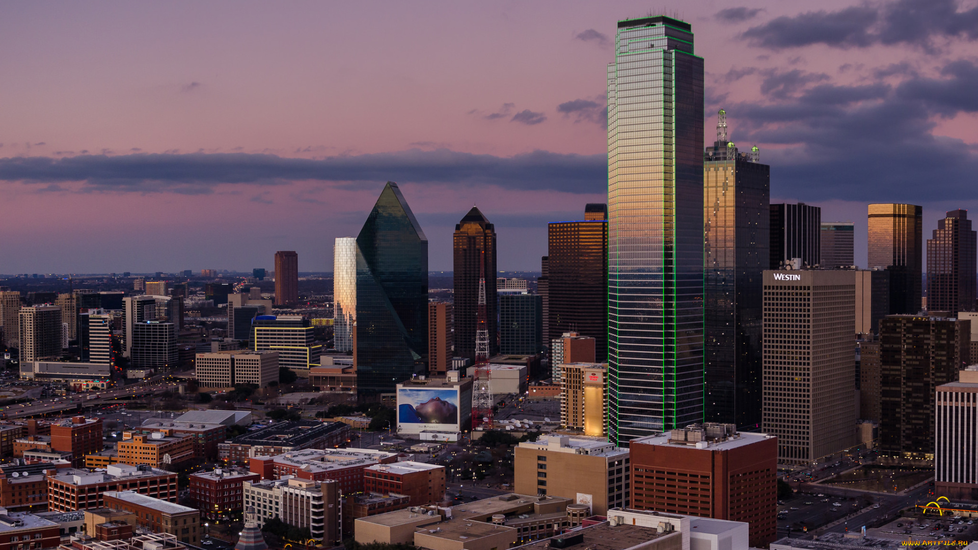 downtown, dallas, города, -, панорамы, высотки