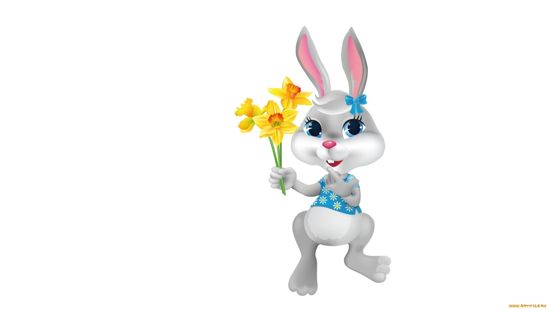 векторная, графика, животные, , animals, цветы, зайчик