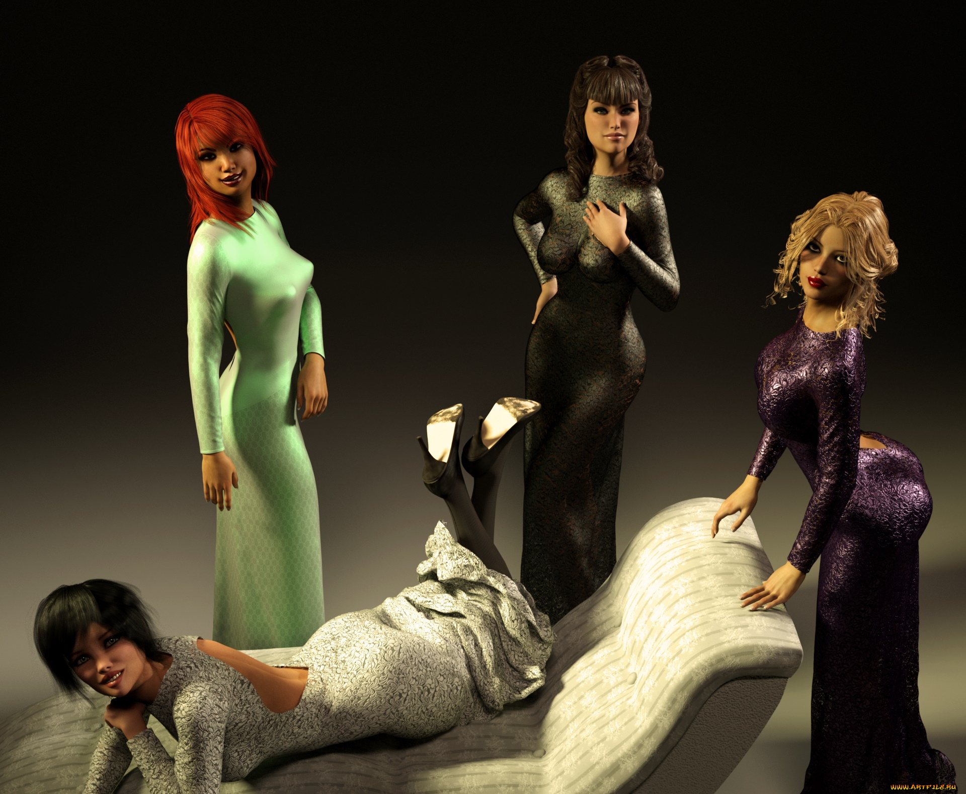 3д, графика, люди, , people, фон, девушки, взгляд, интерьер