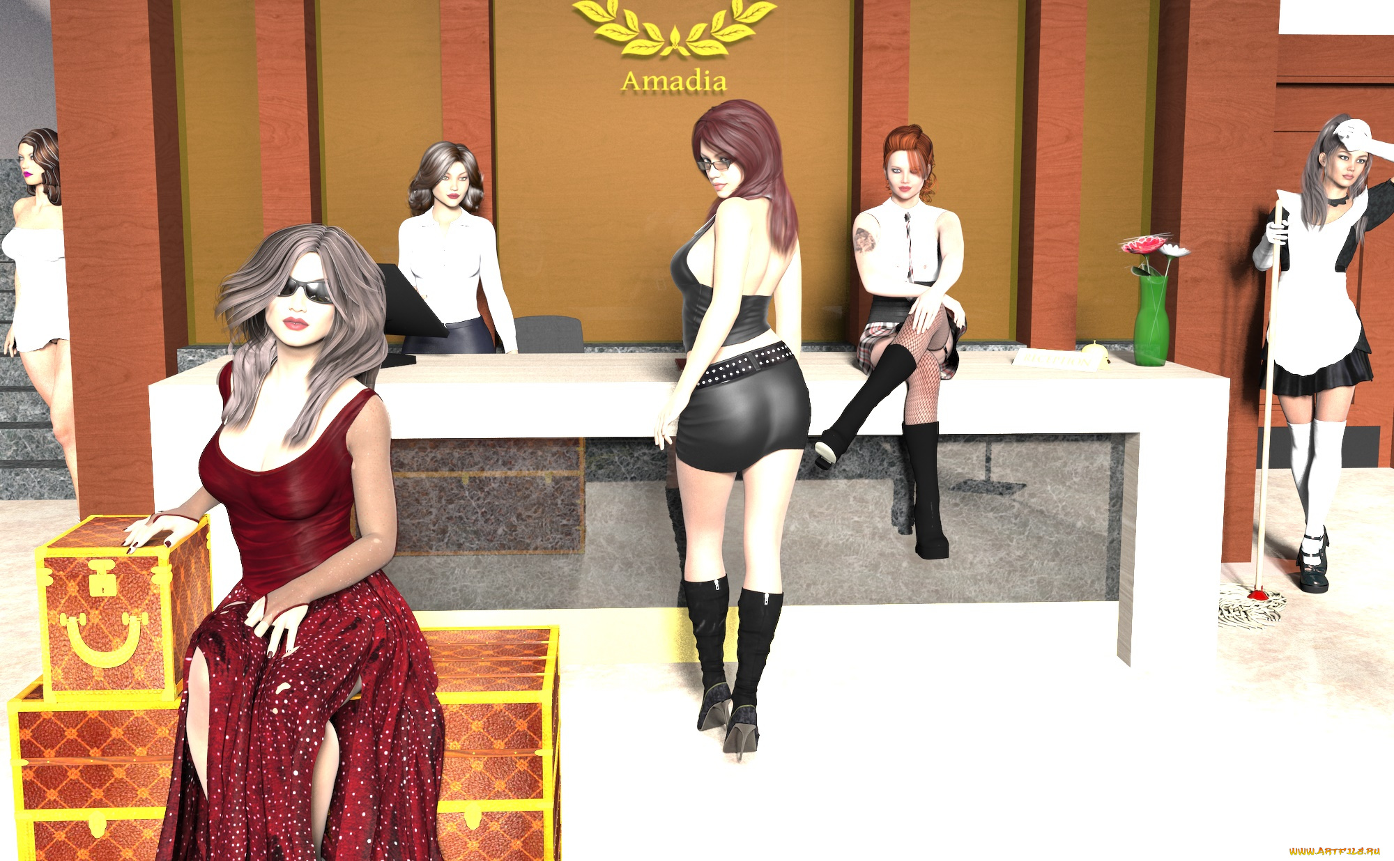 3д, графика, люди, , people, фон, взгляд, девушки