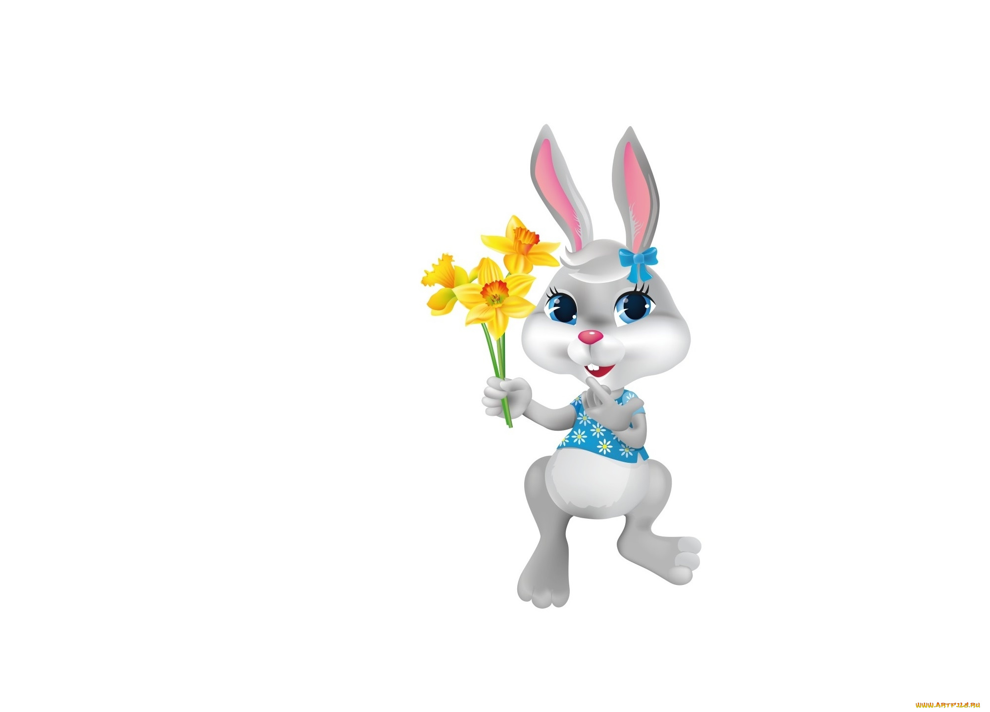 векторная, графика, животные, , animals, цветы, зайчик