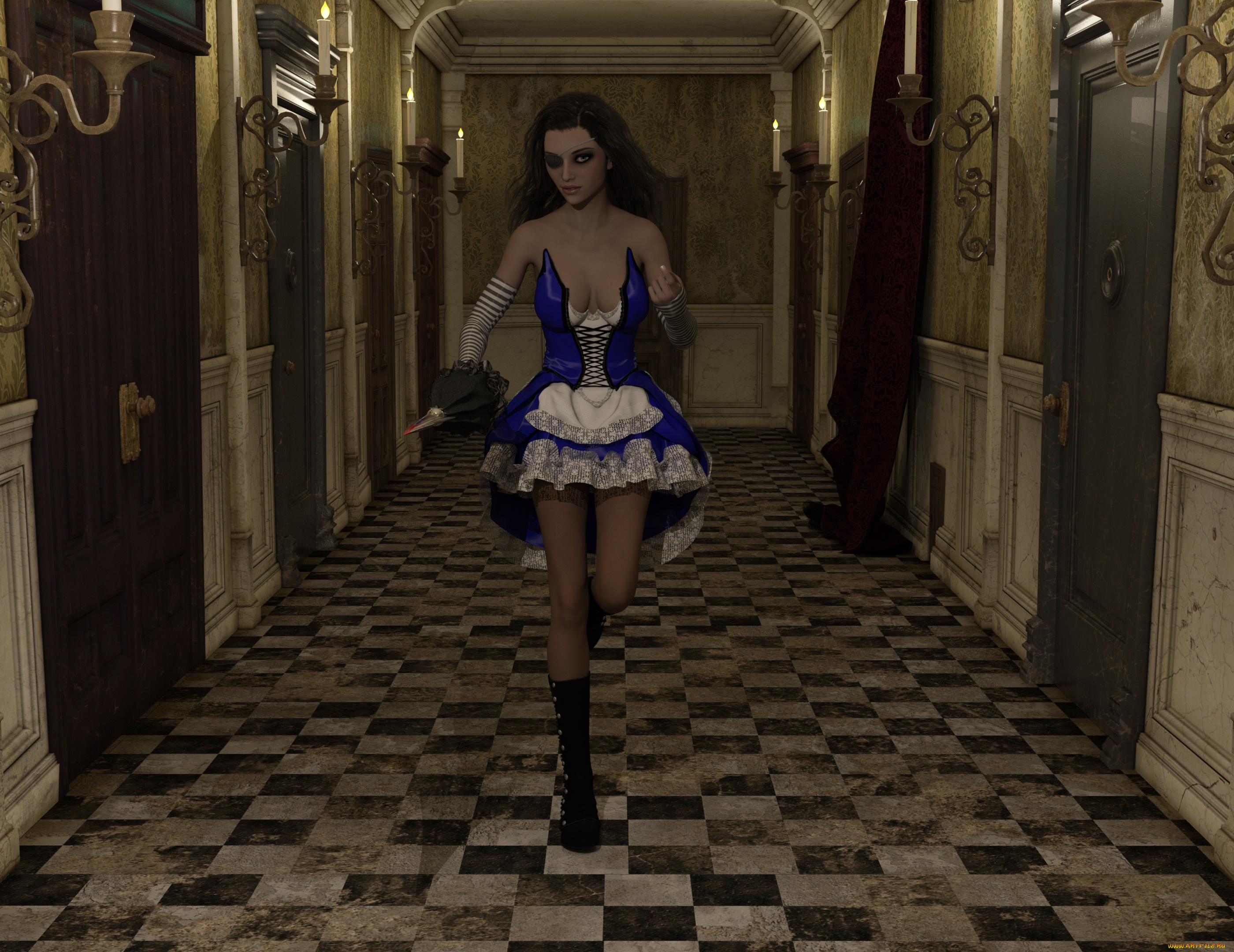 3д, графика, фантазия, , fantasy, фон, девушка, взгляд