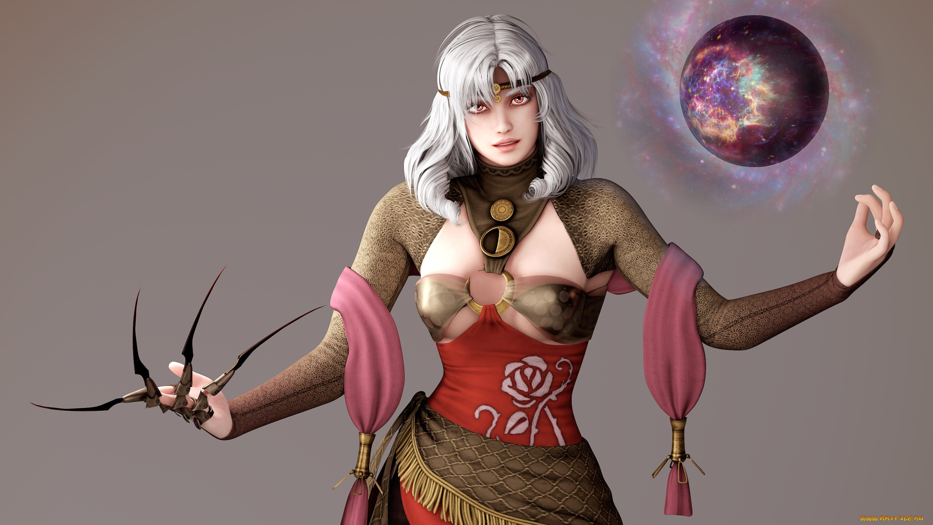 3д, графика, фантазия, , fantasy, девушка, взгляд, фон