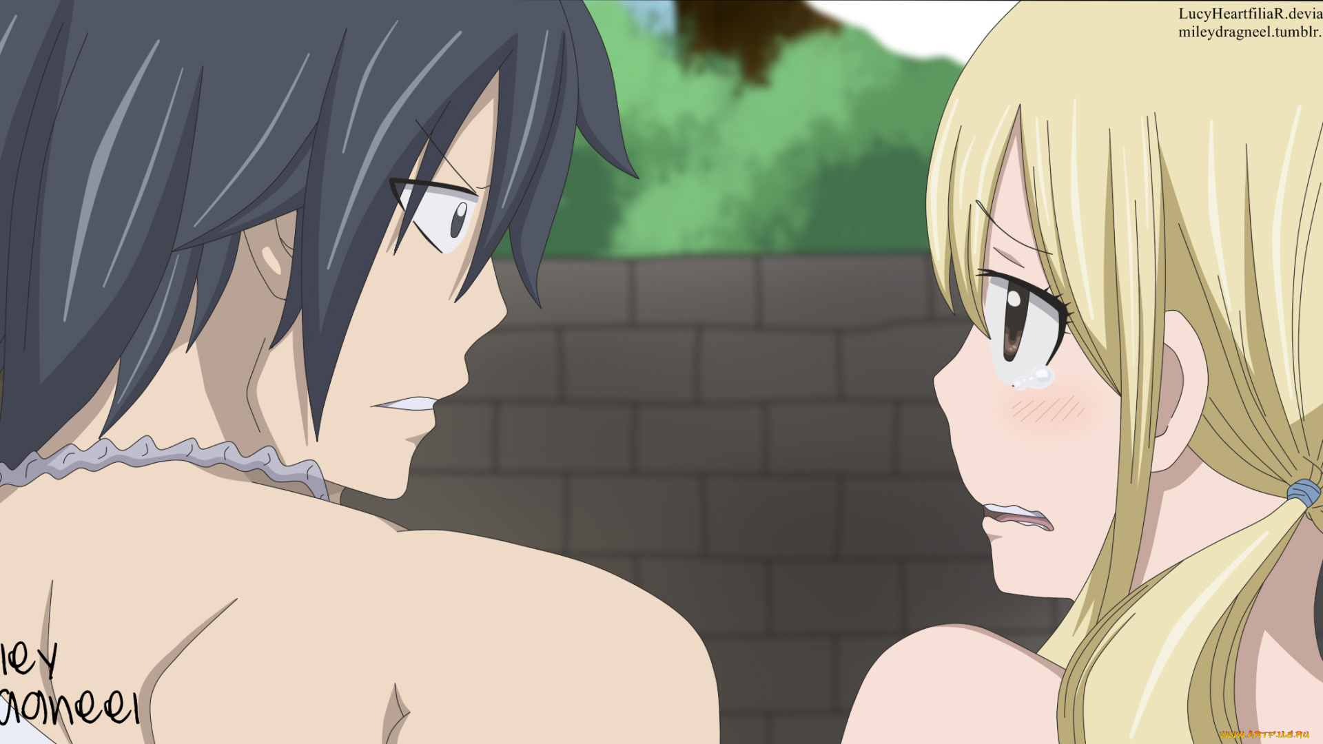 аниме, fairy, tail, грей, люси
