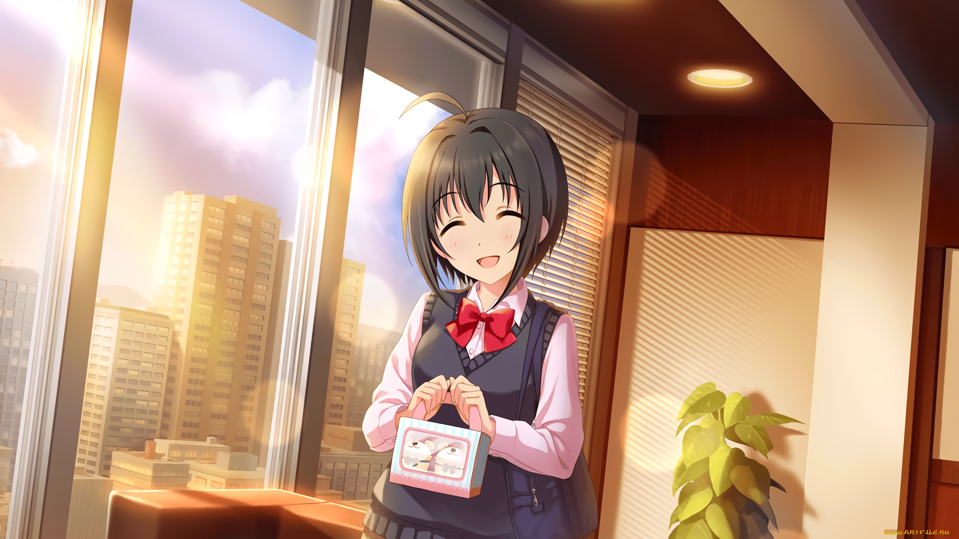 аниме, idolm@ster, девушка, фон, взгляд