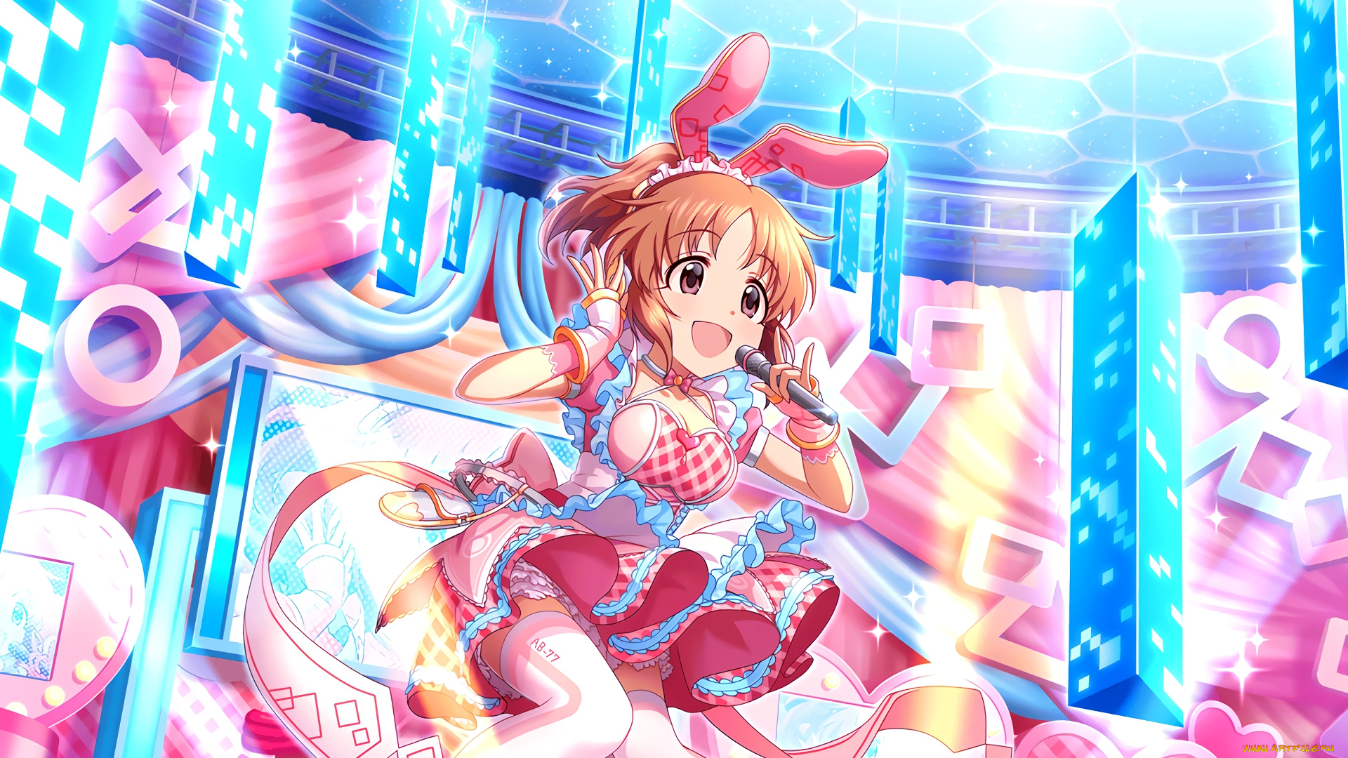 аниме, idolm@ster, девушка, фон, взгляд