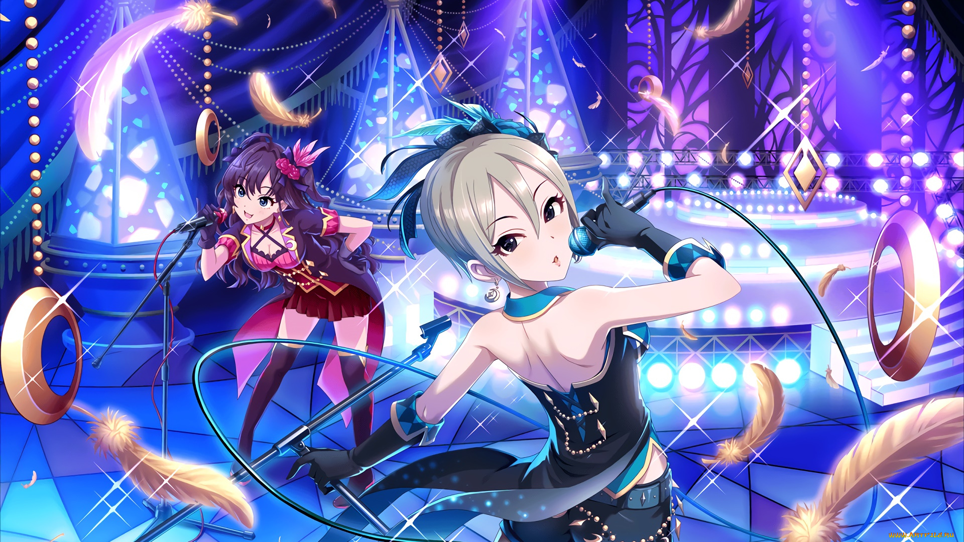 аниме, idolm@ster, девушки, фон, взгляд