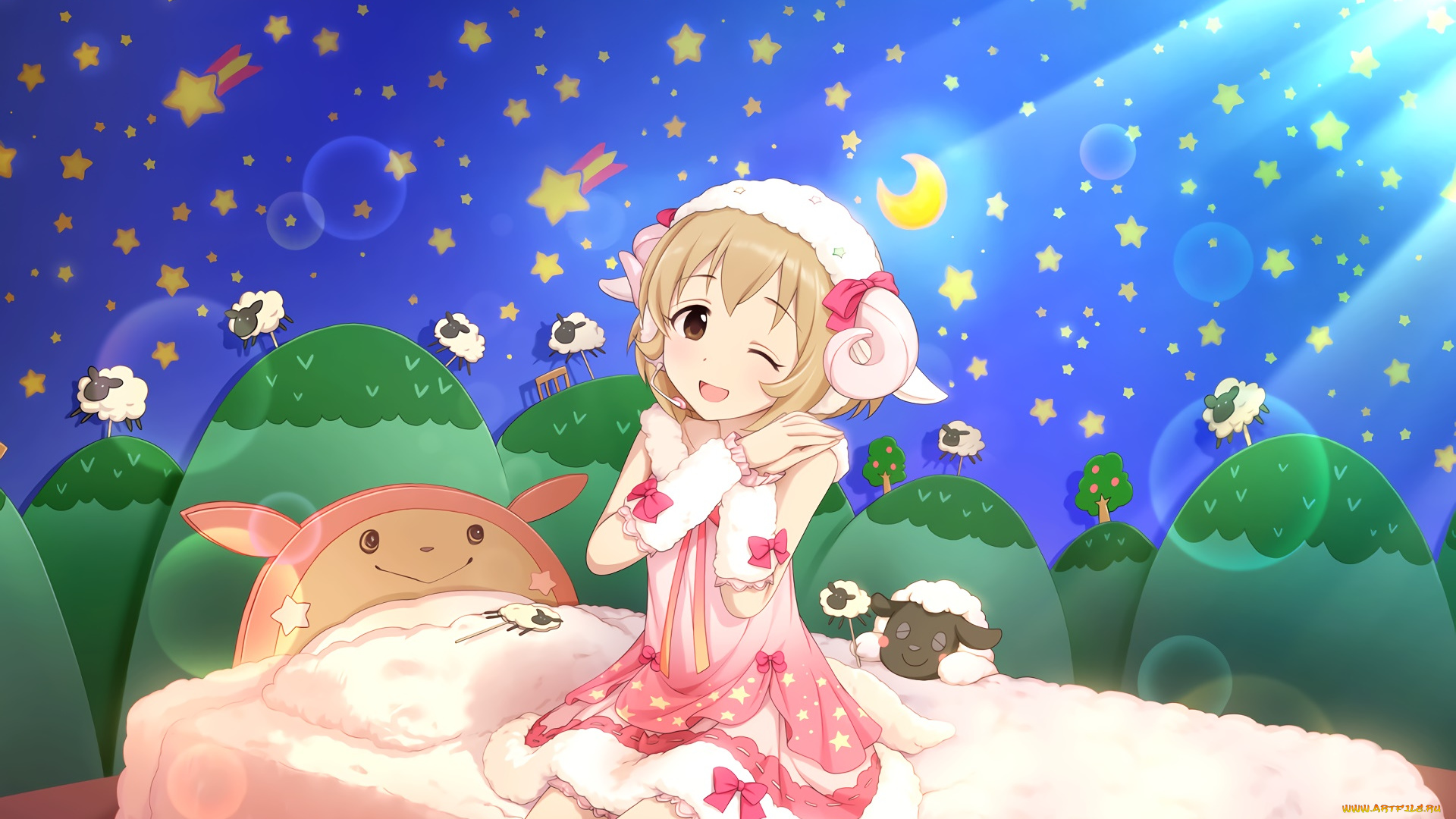 аниме, idolm@ster, фон, взгляд, девушка