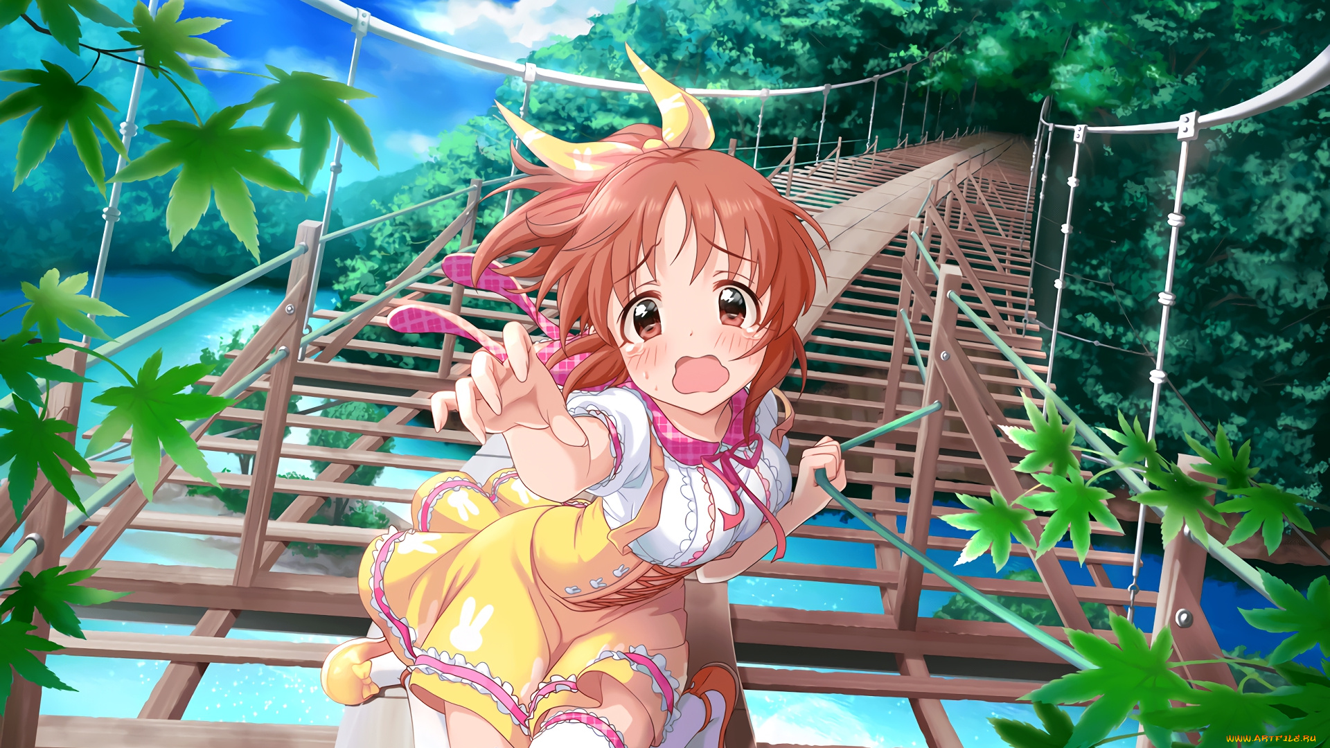 аниме, idolm@ster, взгляд, девушка, фон