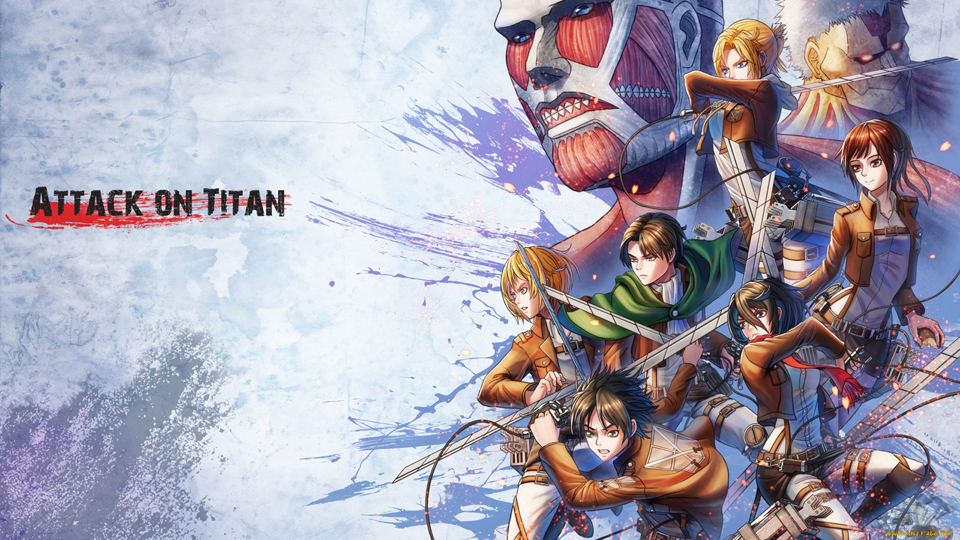 аниме, shingeki, no, kyojin, атака, титанов