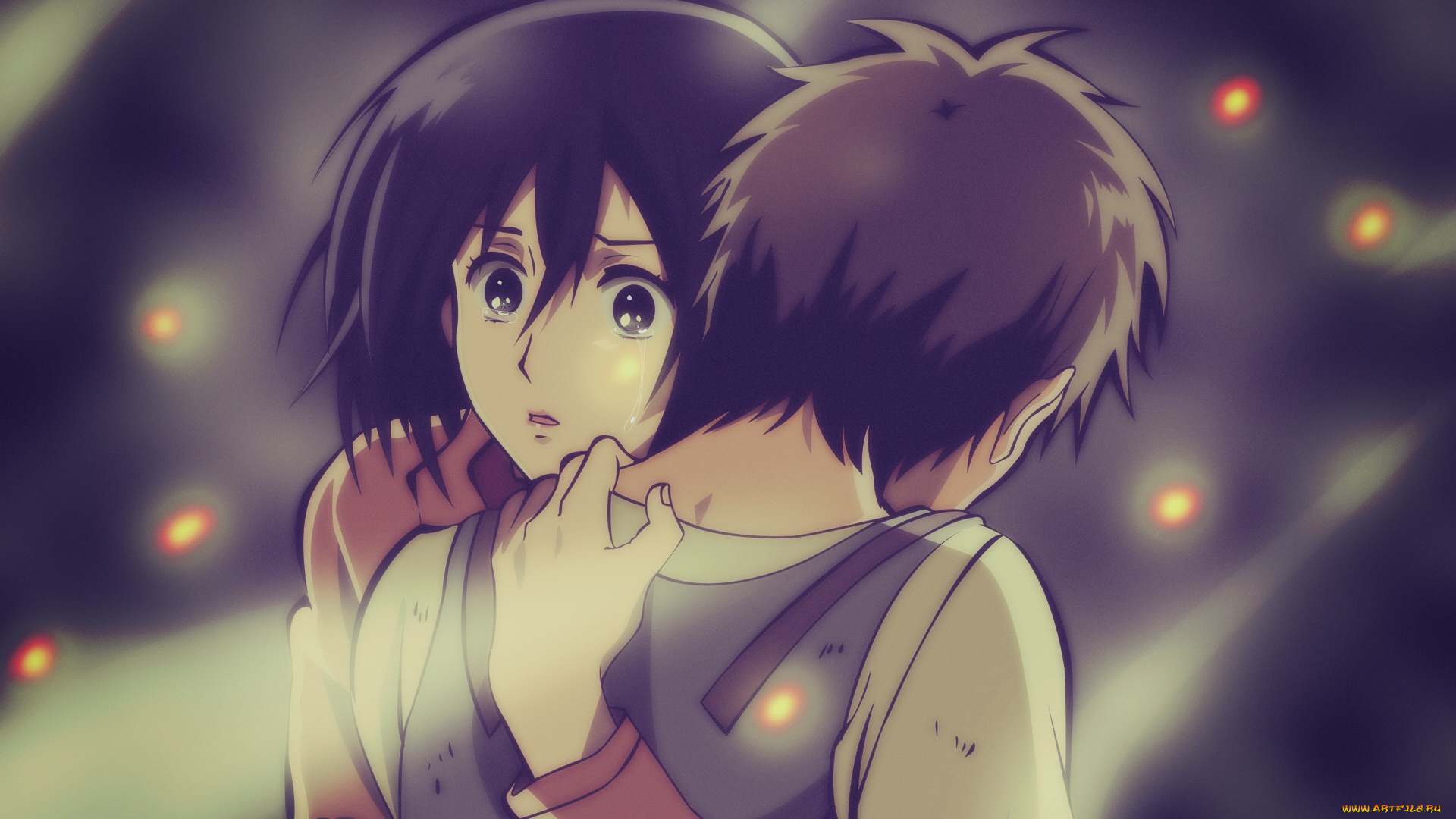 аниме, shingeki, no, kyojin, эрен, микаса