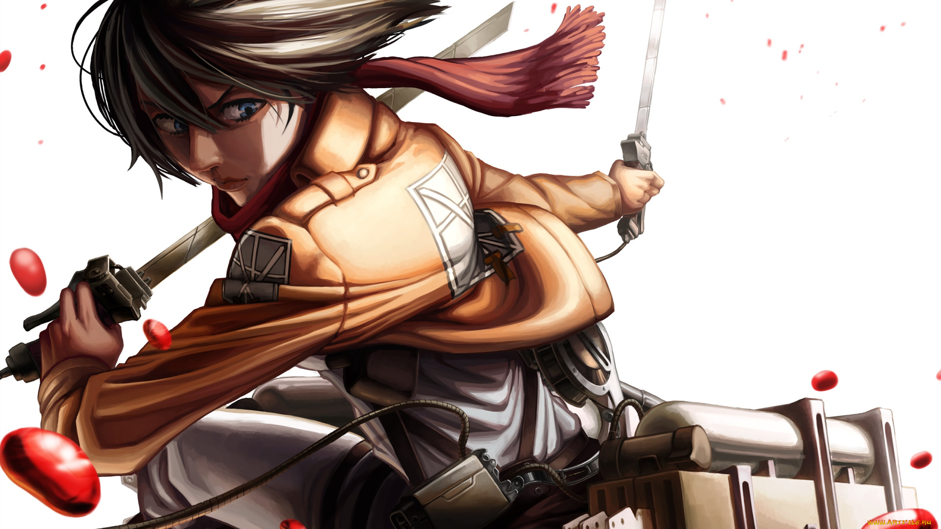 аниме, shingeki, no, kyojin, фон, взгляд, парень