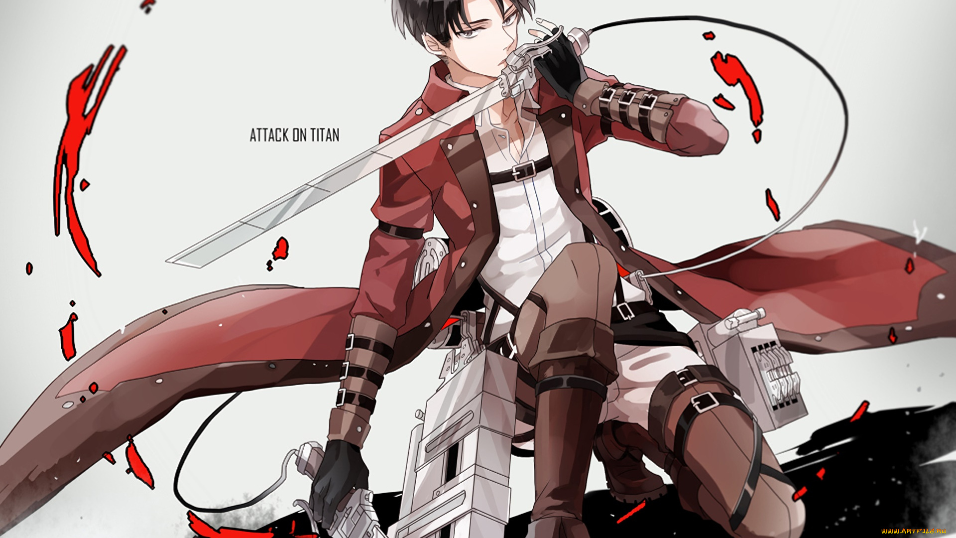 аниме, shingeki, no, kyojin, взгляд, фон, парень