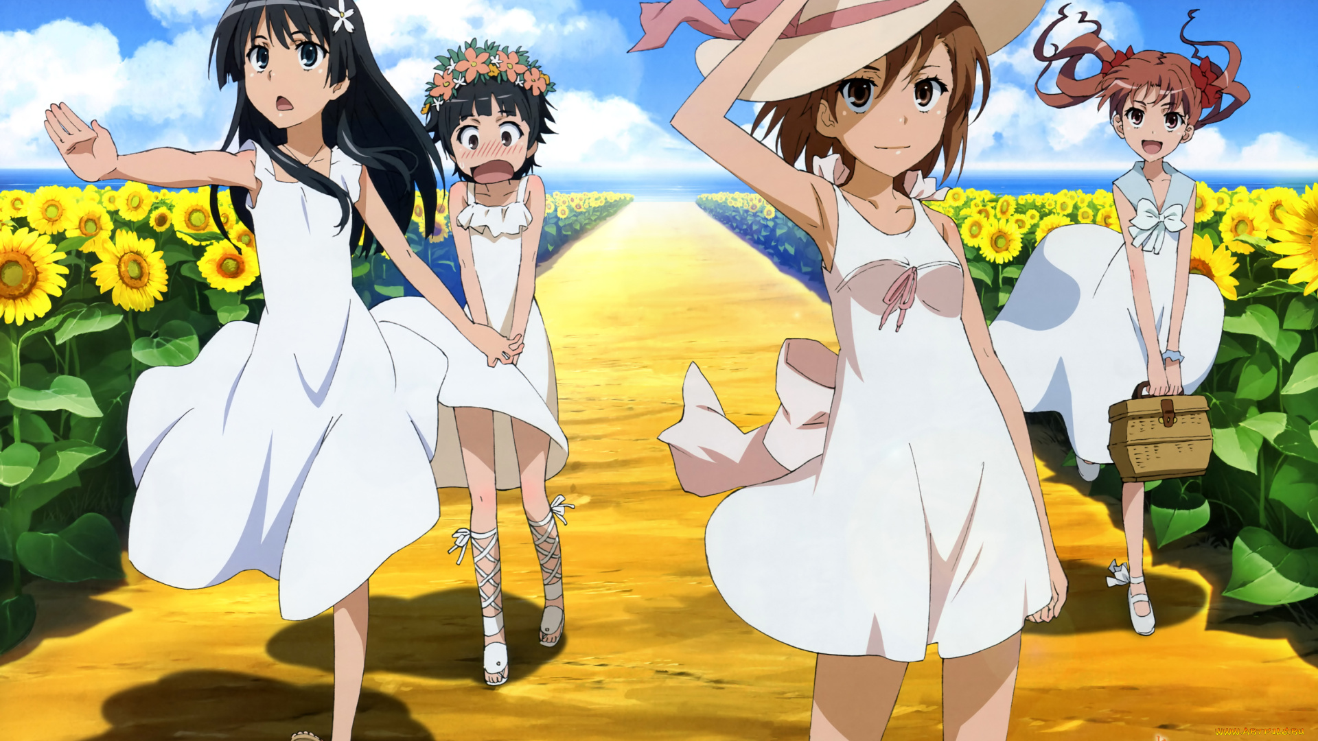 аниме, toaru, majutsu, no, index, девушки, взгляд, фон